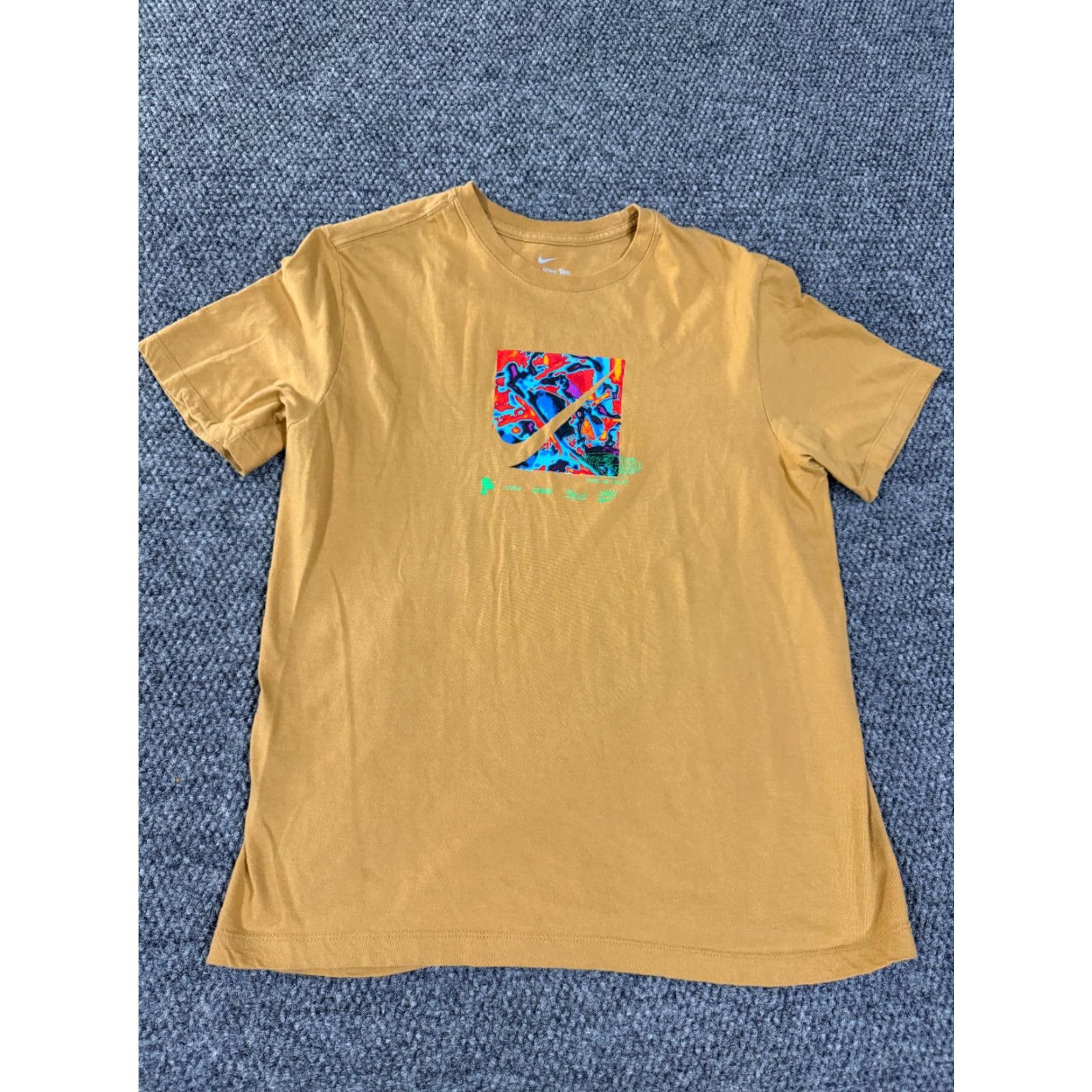 Nike Nike T-Shirt Mens M Crew Neck Short Sleeve Brown Cotton Colorful Swoosh Casual Streetwear Tee Regular All Seasons Sports 2020s Size US M / EU 48-50 / 2 - 2 Thumbnail
