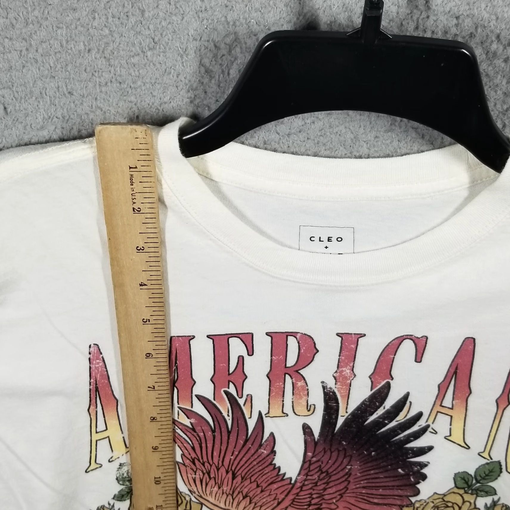 Vintage Cleo + Wolf Women's Medium White Short Sleeve Graphic Tee American Spirit Eagle Size M / US 6-8 / IT 42-44 - 4 Thumbnail