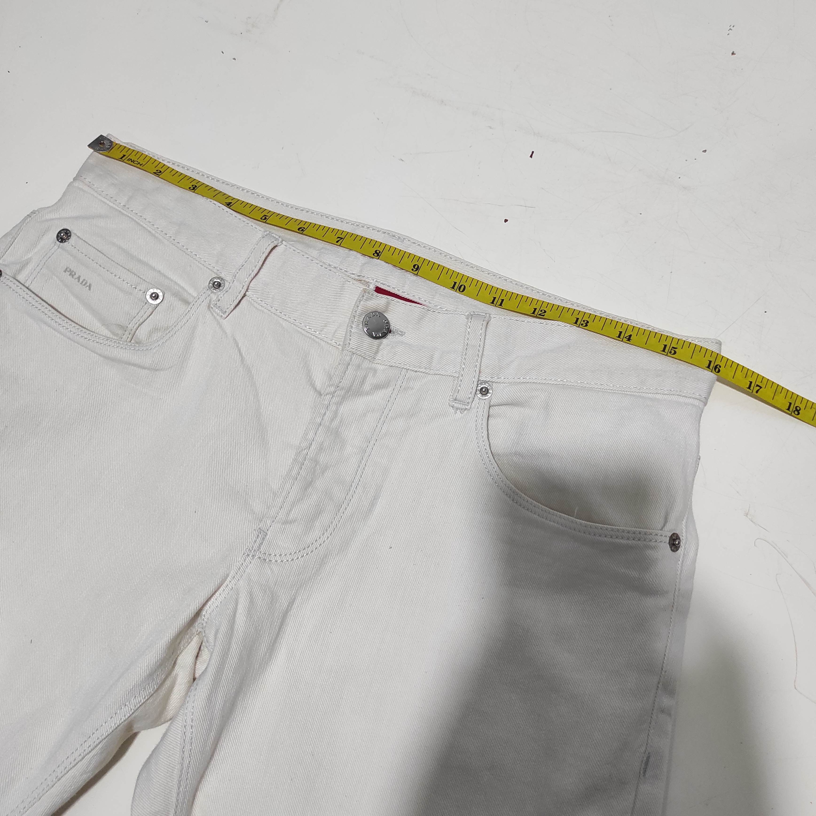 Prada Prada Logo White Denim Tapered Fit Jeans size 30 Size US 30 / EU 46 - 17 Thumbnail