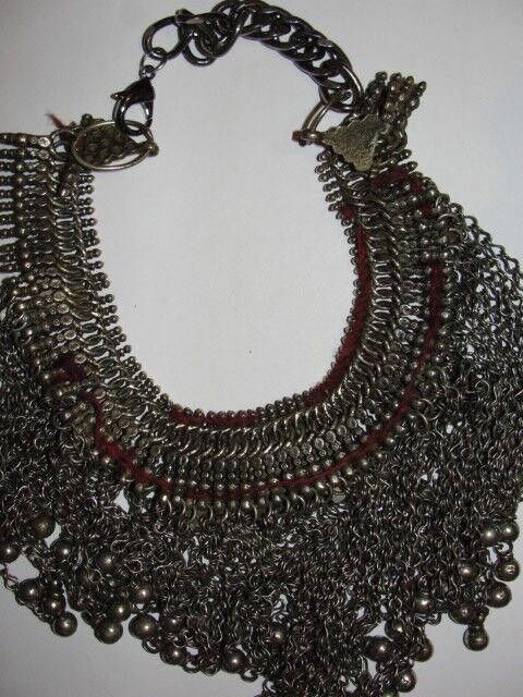 Designer Afghani Metal Collar Inlaid with Colored Glass and Bells Size ONE SIZE - 4 Thumbnail