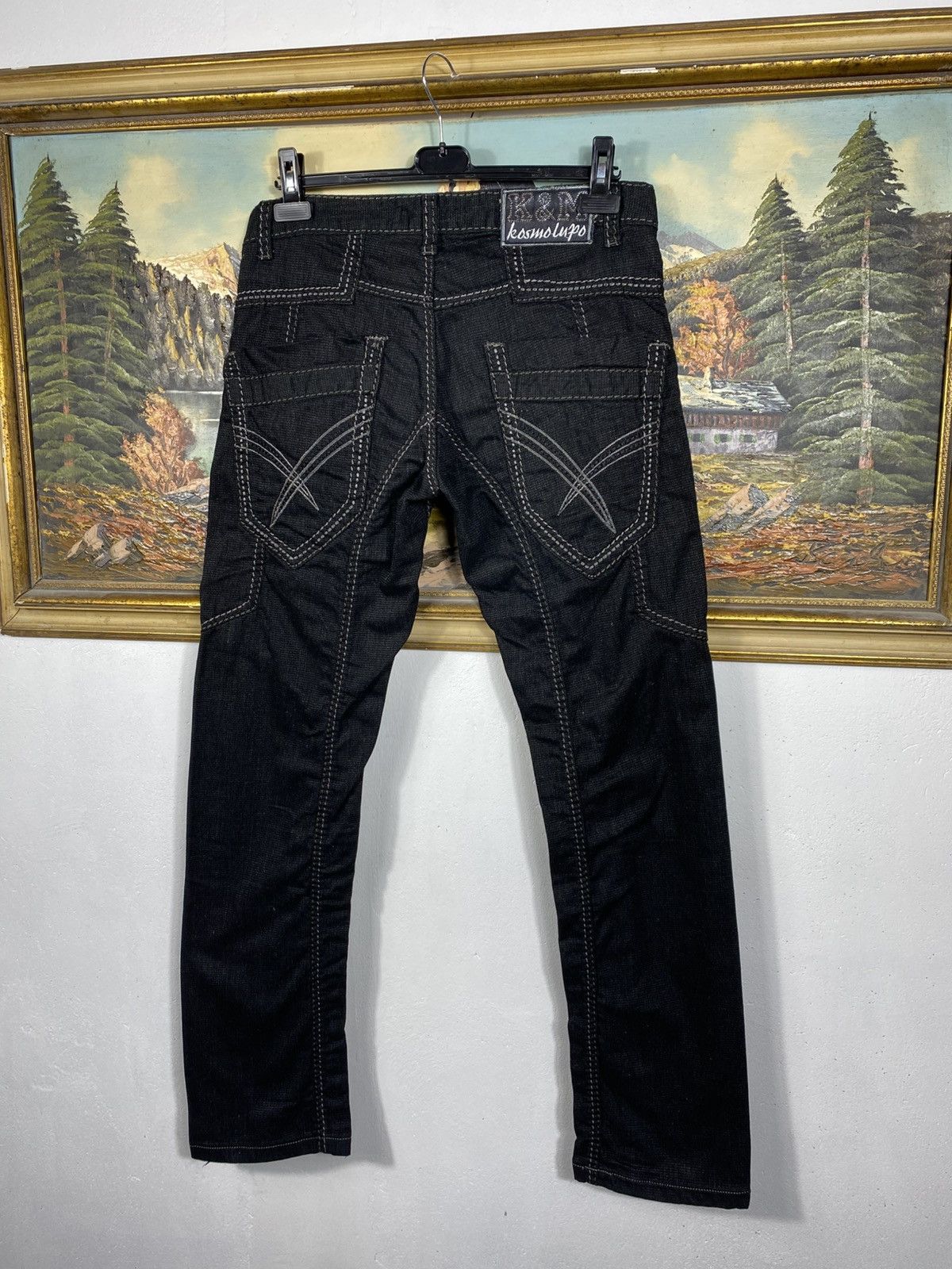Japanese Brand × Vintage Kosmo Lupo Black Vintage Denim Jeans Avant Harde Trousers Size US 32 / EU 48 - 7 Thumbnail