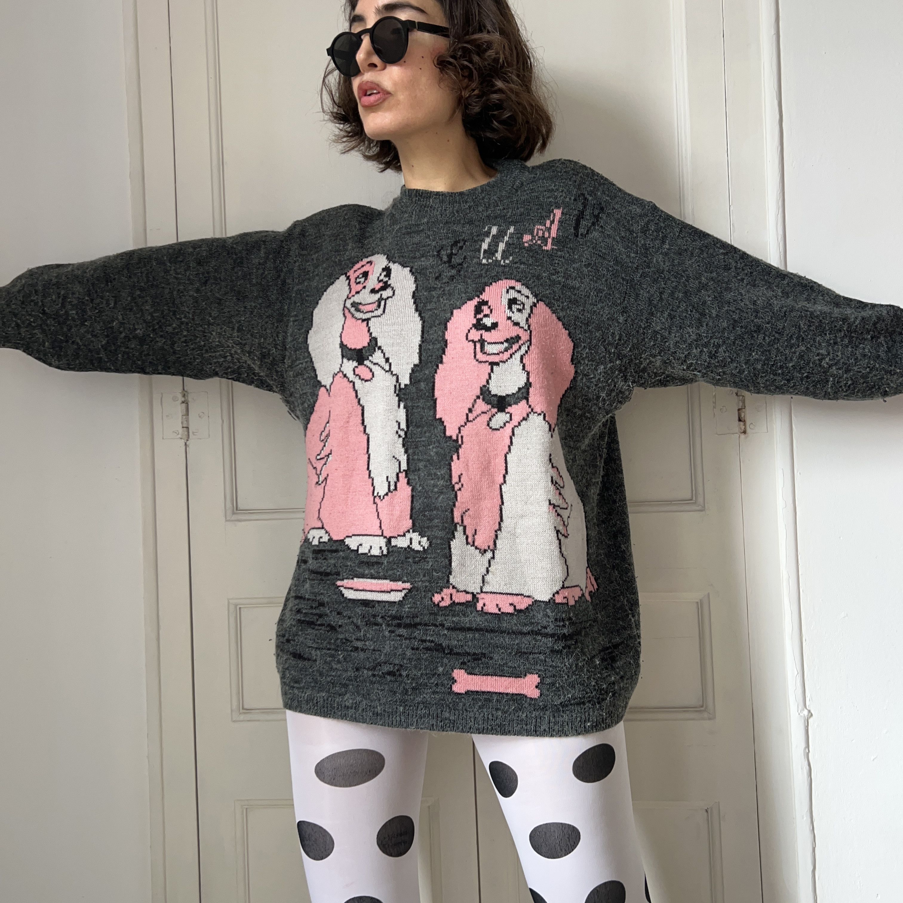 Vintage Vintage 90s Disney Lady & the Tramp Mohair Sweater Size L / US 10 / IT 46 - 3 Thumbnail