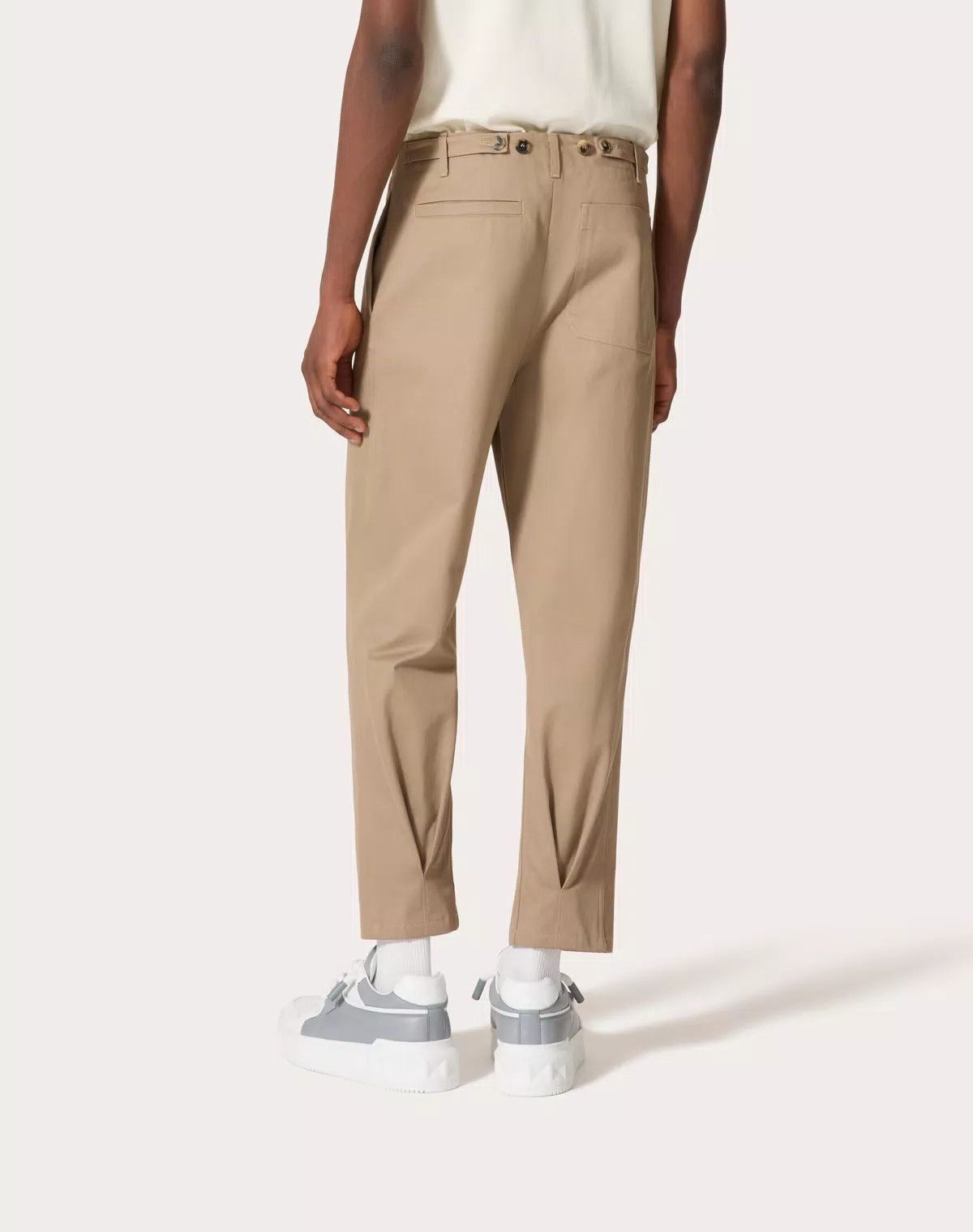 Valentino oc11z0625 Cotton Gabardine Trousers in Beige Size US 36 / EU 52 - 5 Thumbnail