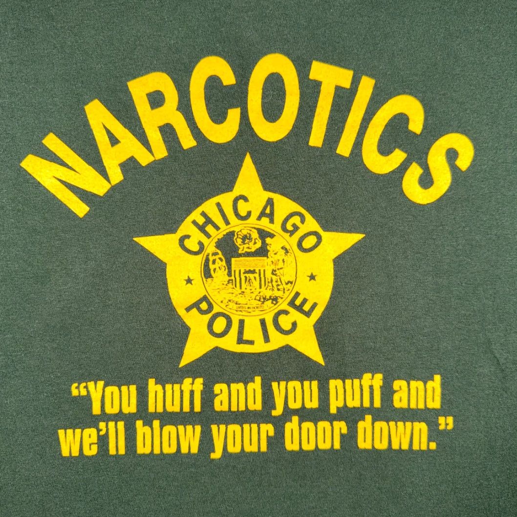 Gildan Chicago Police Shirt Adult SMALL Green Narcotics Huff Puff Law Enforcement Y2K Size US S / EU 44-46 / 1 - 2 Thumbnail