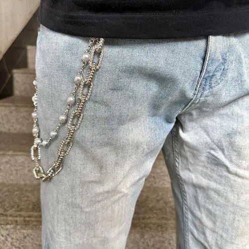 Jewelry Rhinestone Double Layer Pearl Wallet Chain, Belt Pants Chain Size ONE SIZE - 5 Thumbnail
