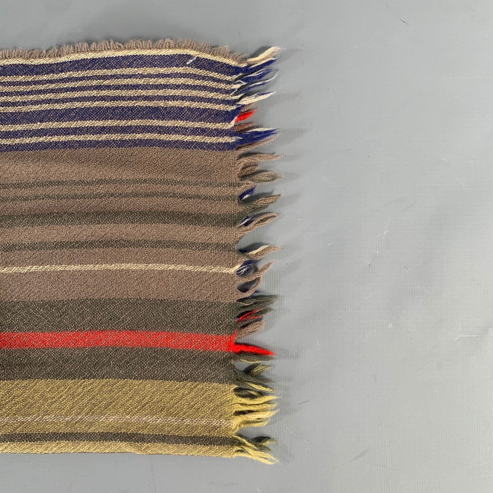 Other NO BRAND Brown Blue & Red Stripe Scarves Size ONE SIZE - 2 Thumbnail