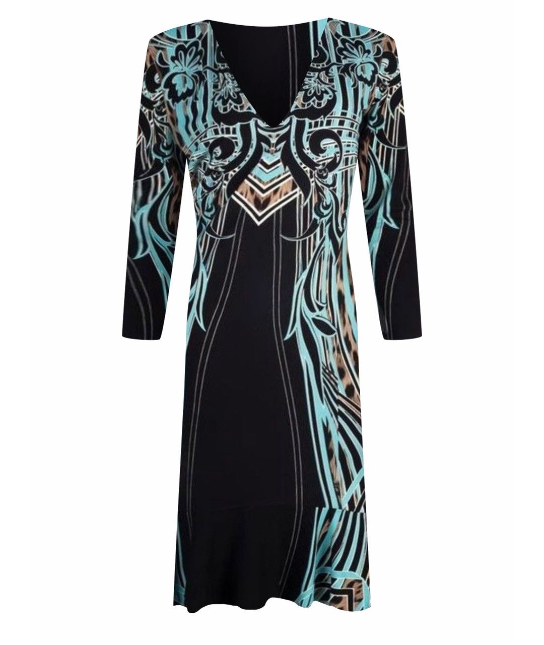 Roberto Cavalli Multicolor Printed Jersey Sheath Dress