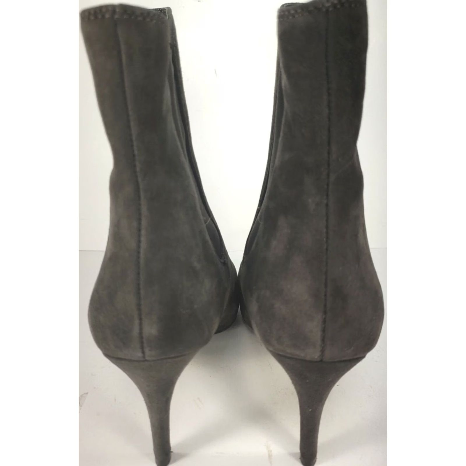 Ralph Lauren LAUREN RALPH LAUREN Pasmia Women's Gray Suede 3" Heel Bootie Size 8B Dark Gray Leather Pointed Toe Stiletto Pull On Elastic Logo Fall Winter Boots Size US 8 / IT 38 - 6 Thumbnail