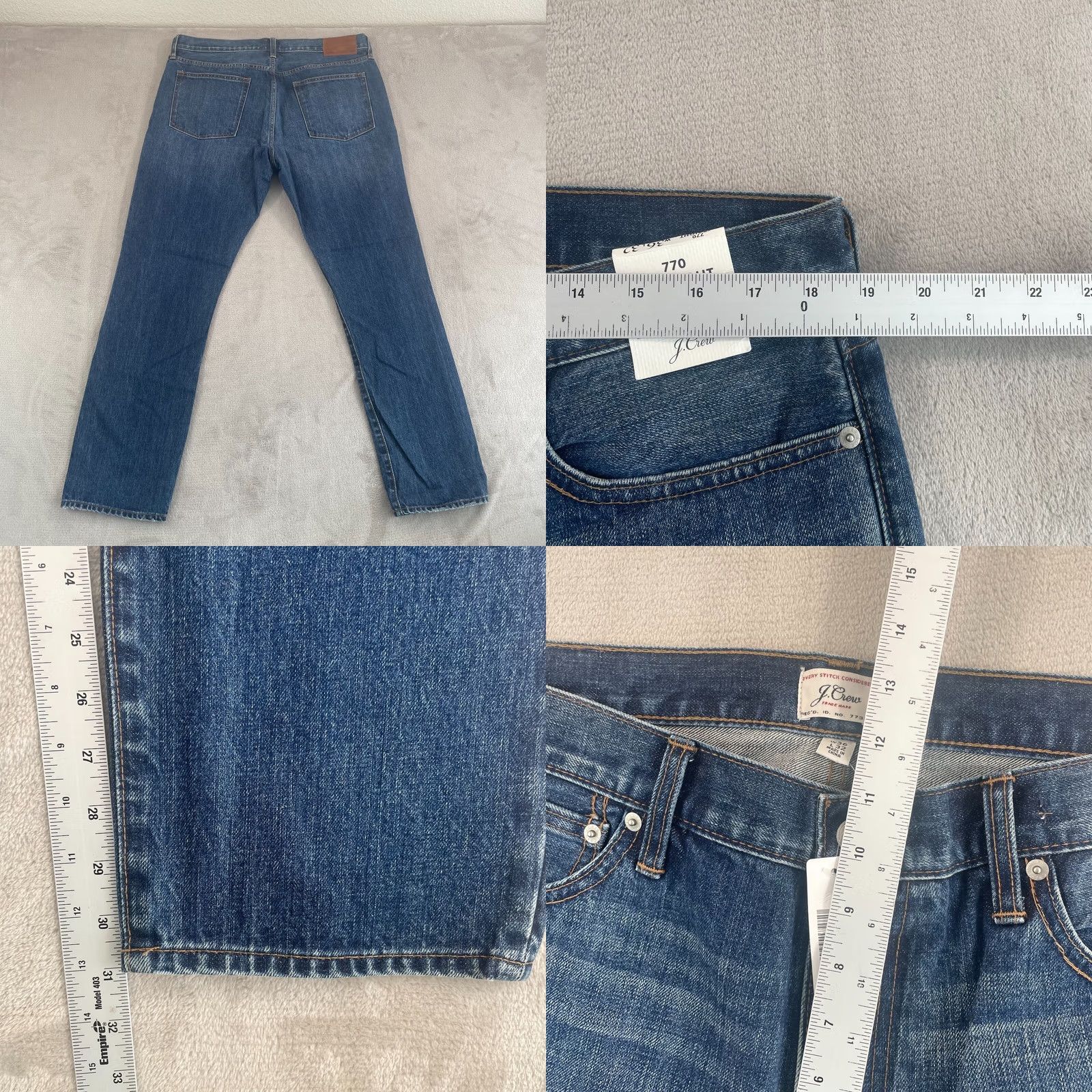 J.Crew J.CREW 770 Jeans Men 36x31 Indigo Shadow Japanese Rigid Denim NWT Jeans Size US 36 / EU 52 - 8 Thumbnail