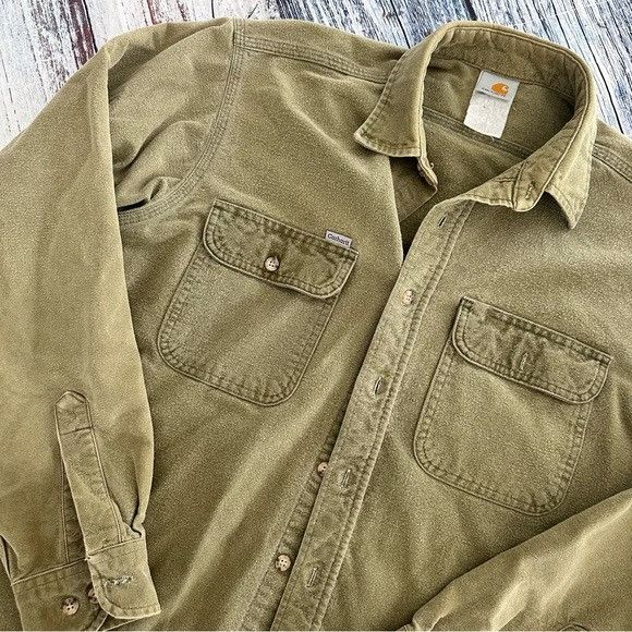 Carhartt Vintage Carhartt Green Cotton Flannel Button Down Shirt Size US L / EU 52-54 / 3 - 4 Thumbnail