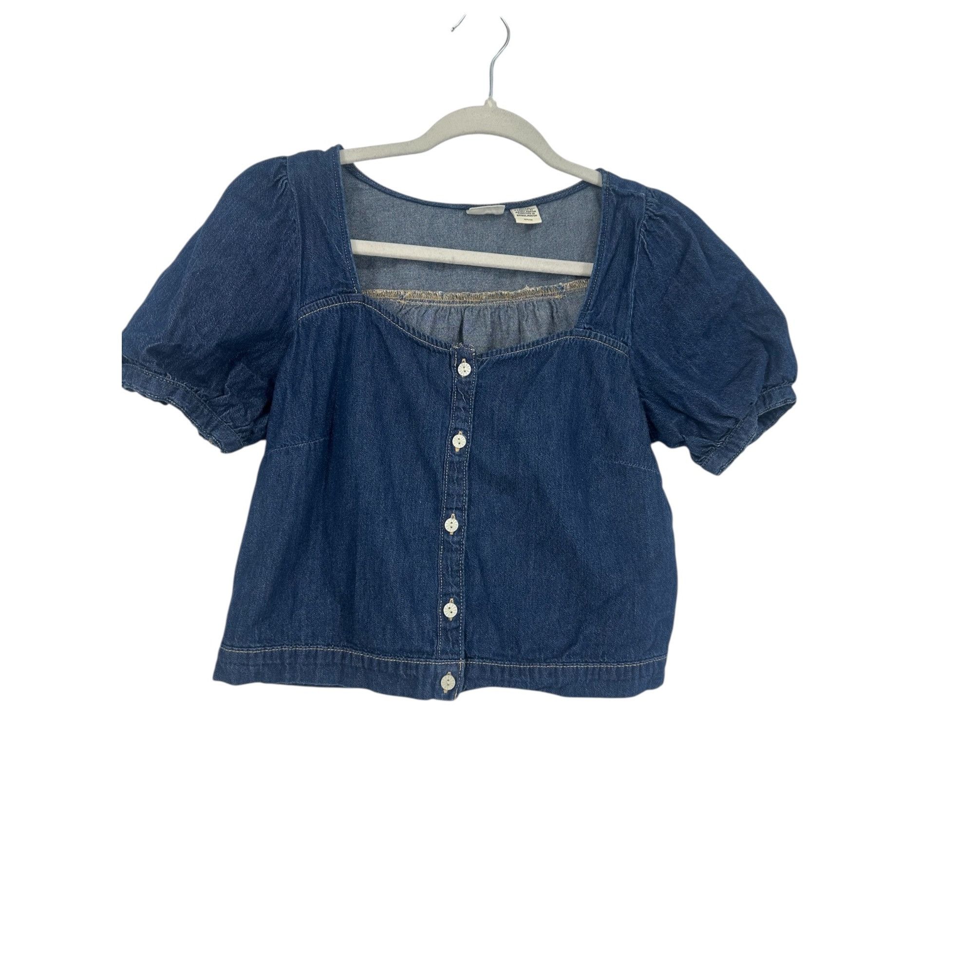 Levi's Levi’s Top - Dark Wash Denim Puff Sleeve Crop - Small Size S / US 4 / IT 40 - 2 Thumbnail