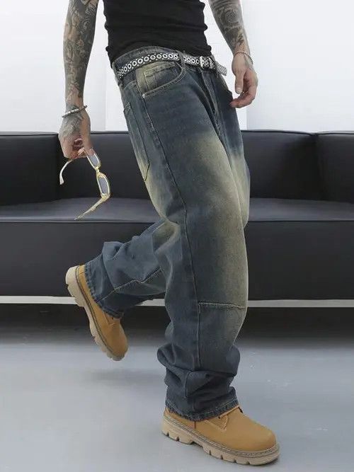 Japanese Brand Faded Skate Baggy Denim Jeans Loose fit Size US 34 / EU 50 - 3 Thumbnail