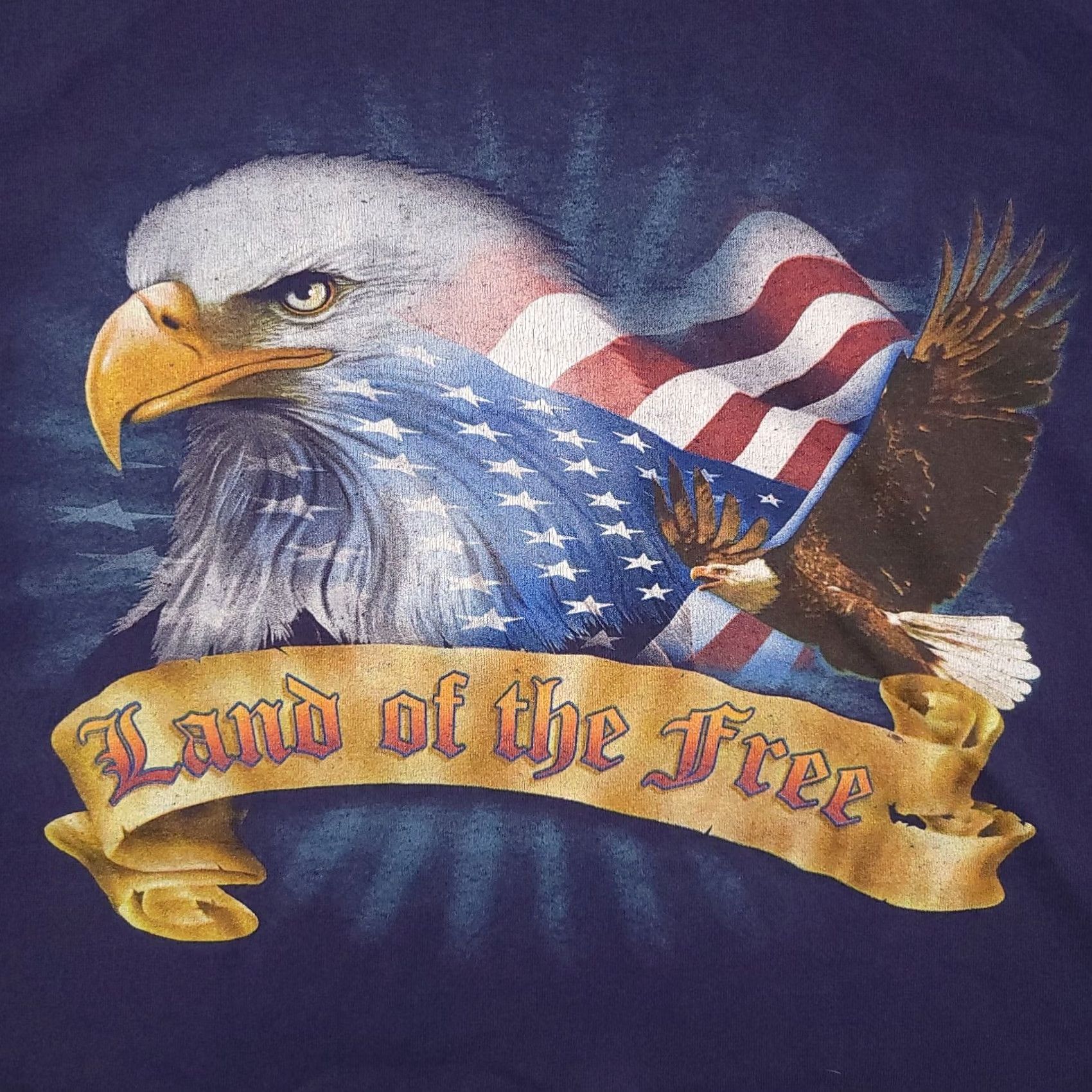 Delta VINTAGE American Flag Shirt Mens XL Blue Eagle Patriotic Land Of The Free USA Shirt Size US XL / EU 56 / 4 - 4 Thumbnail