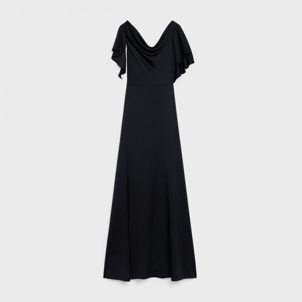 image of Celine O1W1Db10324 Slip Dress In Black, Women's (Size XL)