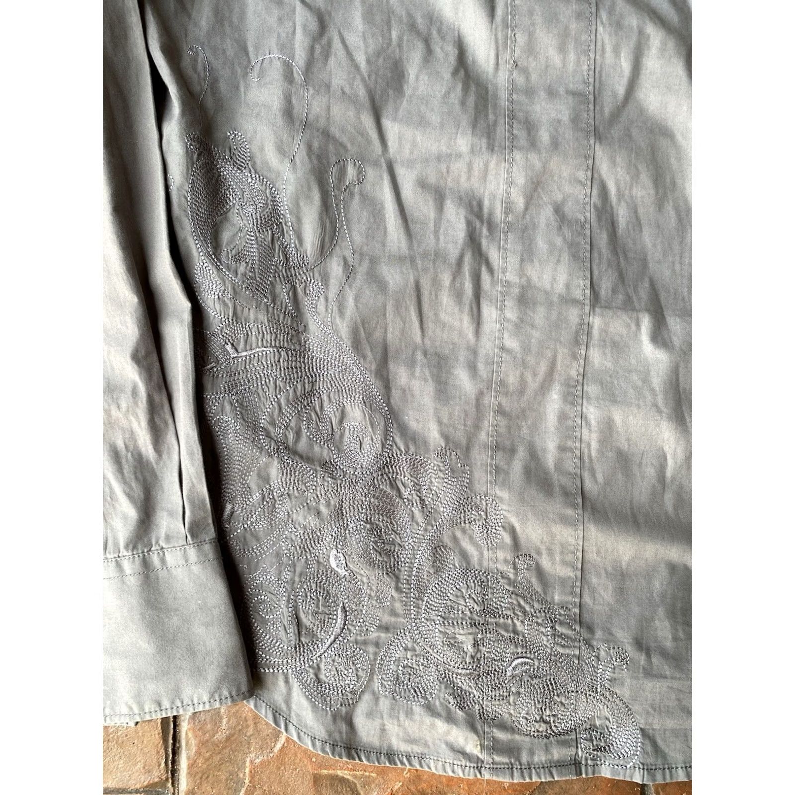 Vintage VINTAGE Monarchy Shirt Snap Long Sleeve Button-Up Collared Gray M Embroidered Grunge Y2K Western Streetwear Mens Size US M / EU 48-50 / 2 - 6 Thumbnail