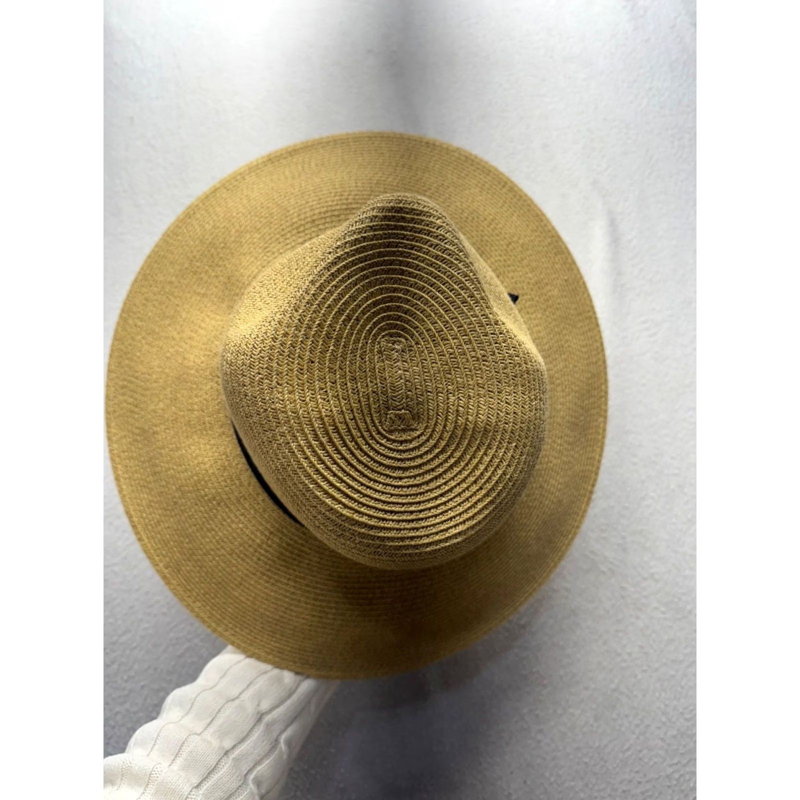 Vintage Cappelli Wide Brim Straw Hat Black Ribbon Bow Pineapple Accent Sun Hat Beach Summer Women's One Size Black Size ONE SIZE - 5 Thumbnail