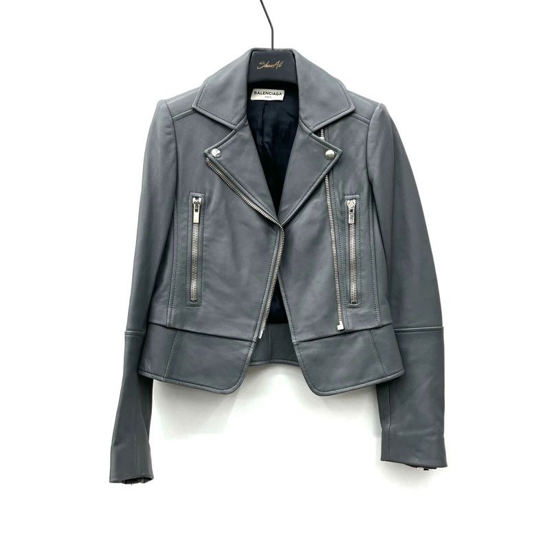Balenciaga Balenciaga size 34 Grey motorcycle leather jacket Size XS / US 0-2 / IT 36-38 - 1 Thumbnail