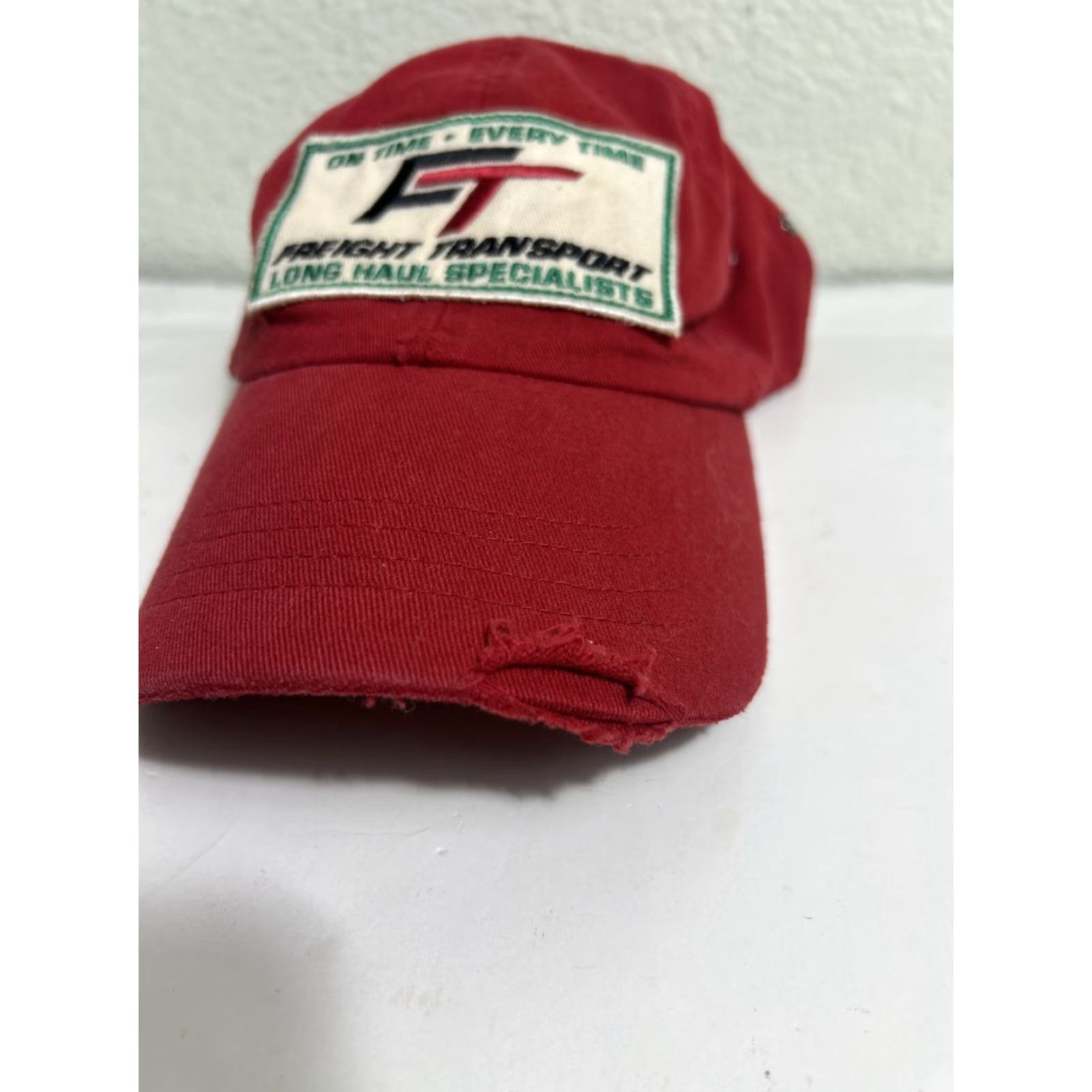 American Eagle Outfitters VINTAGE American Eagle Strapback Baseball Cap Red Distressed “freight Transport” Size ONE SIZE - 4 Thumbnail
