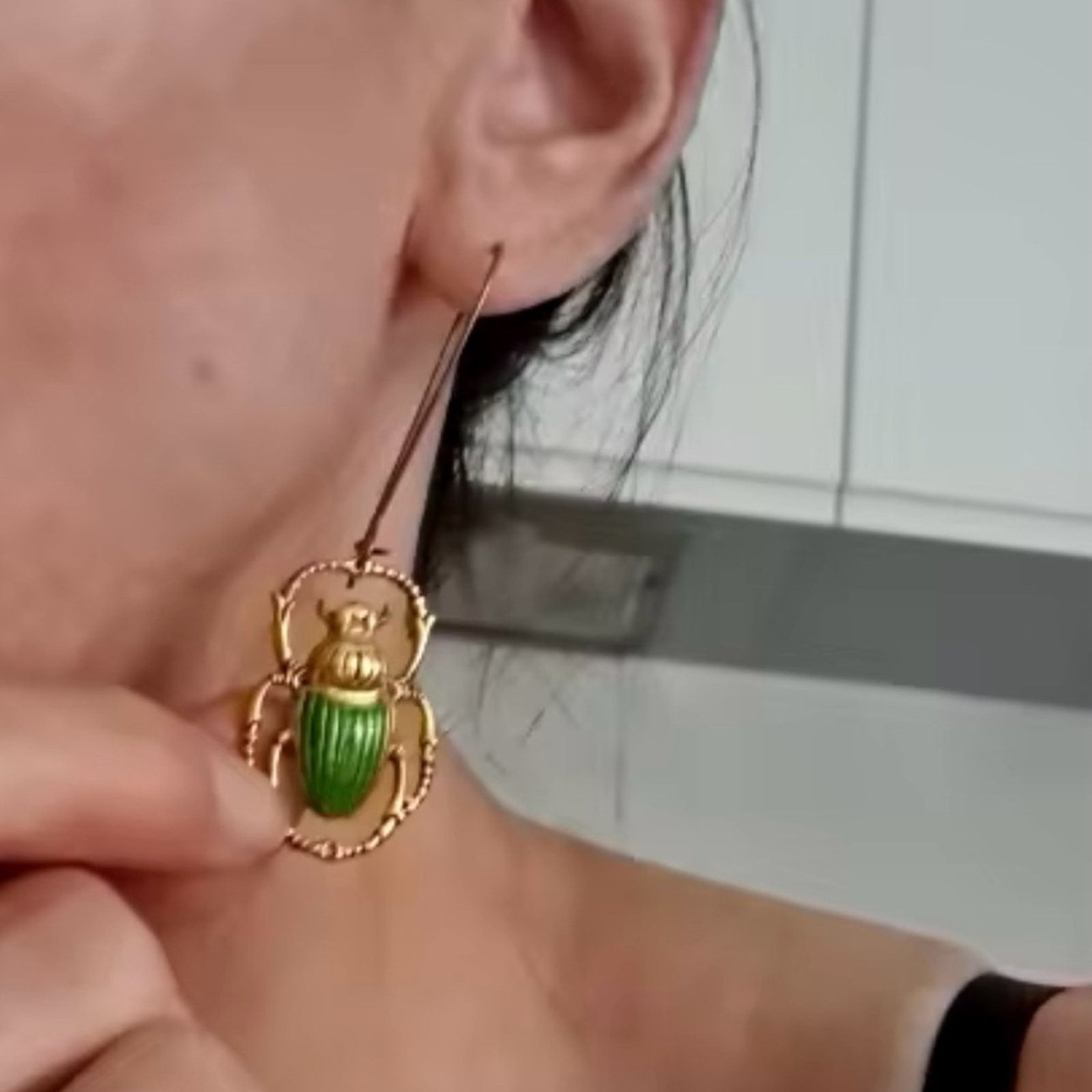 Other Green Beetle Drop Earrings Size ONE SIZE - 2 Thumbnail