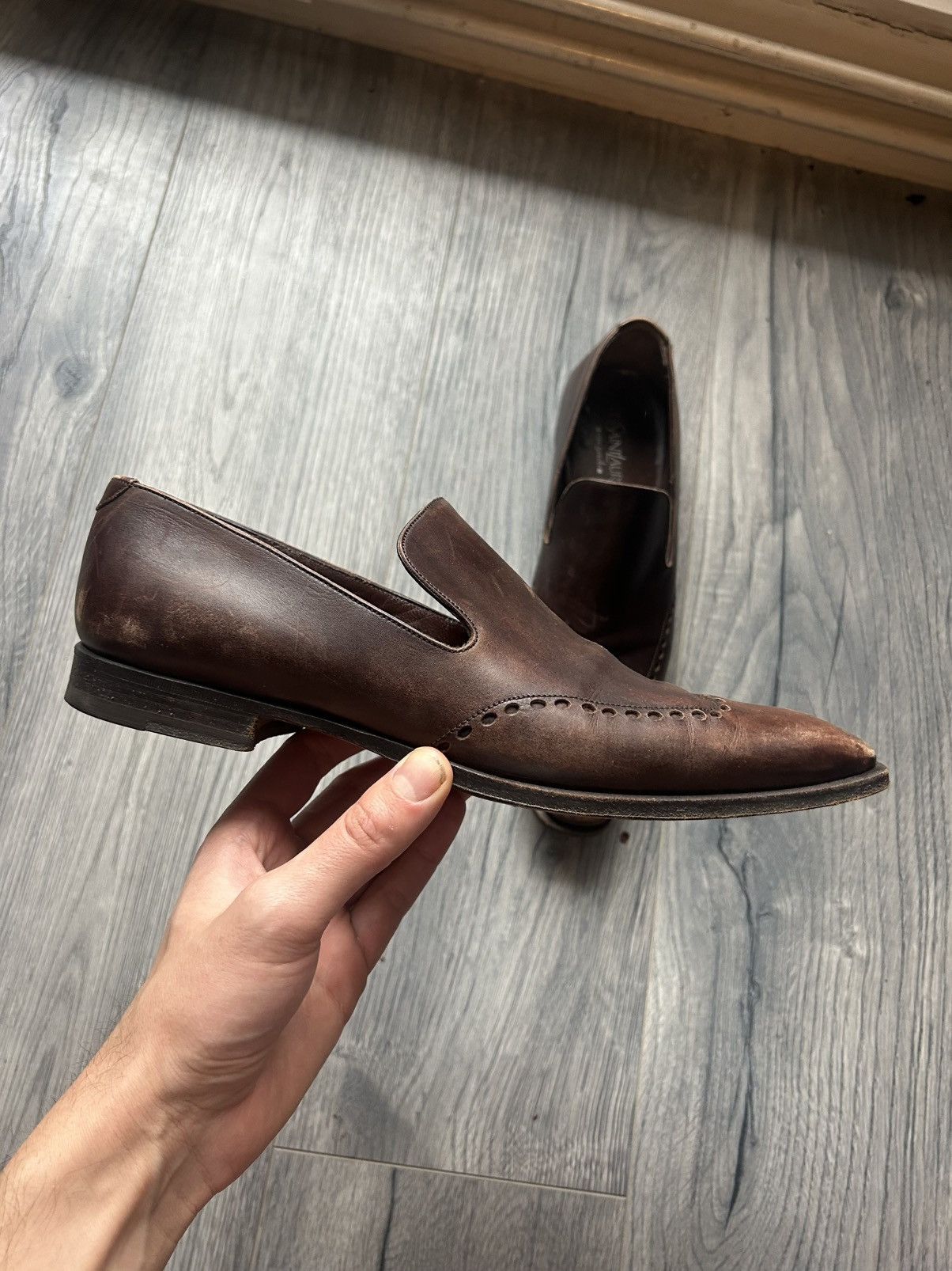Yves Saint Laurent Brown Leather Slip-On Loafers Size US 9 / EU 42 - 1 Thumbnail