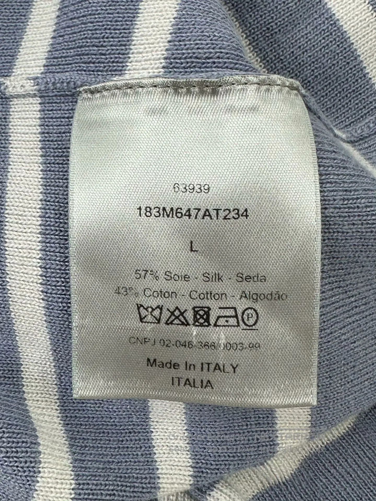 Dior Dior Blue stripe letter logo knitted short sleeve| Size US L / EU 52-54 / 3 - 4 Thumbnail