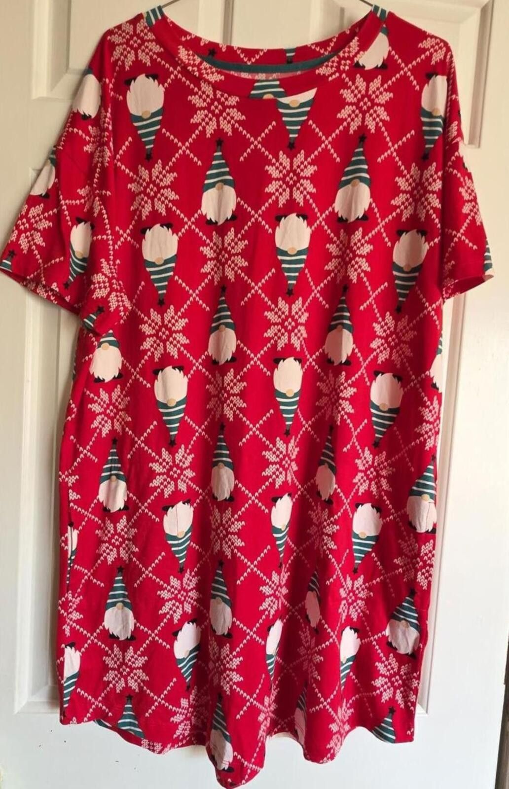 Other Secret Treasures Red Holiday Print Nightshirt Size S/M New Size ONE SIZE - 2 Thumbnail