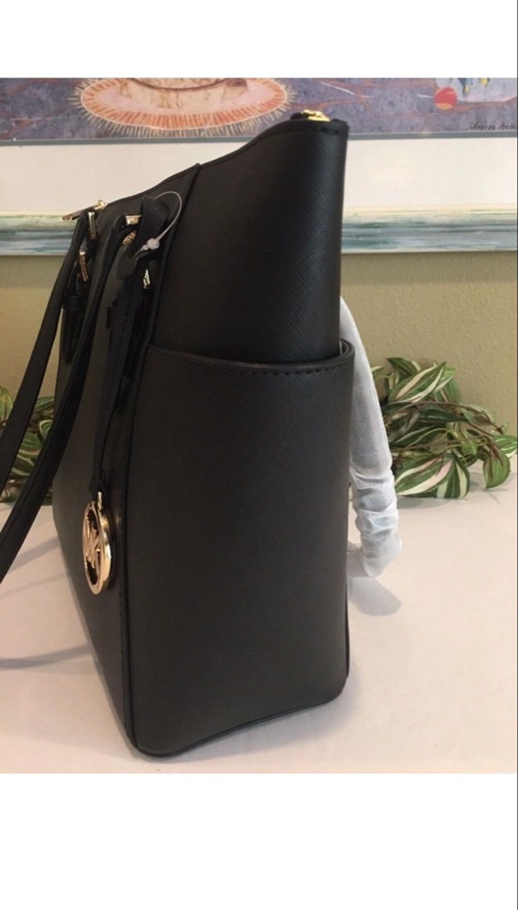 Michael Kors Michael Kors Charlotte Black Leather Large Zip Tote Bag Size ONE SIZE - 10 Thumbnail