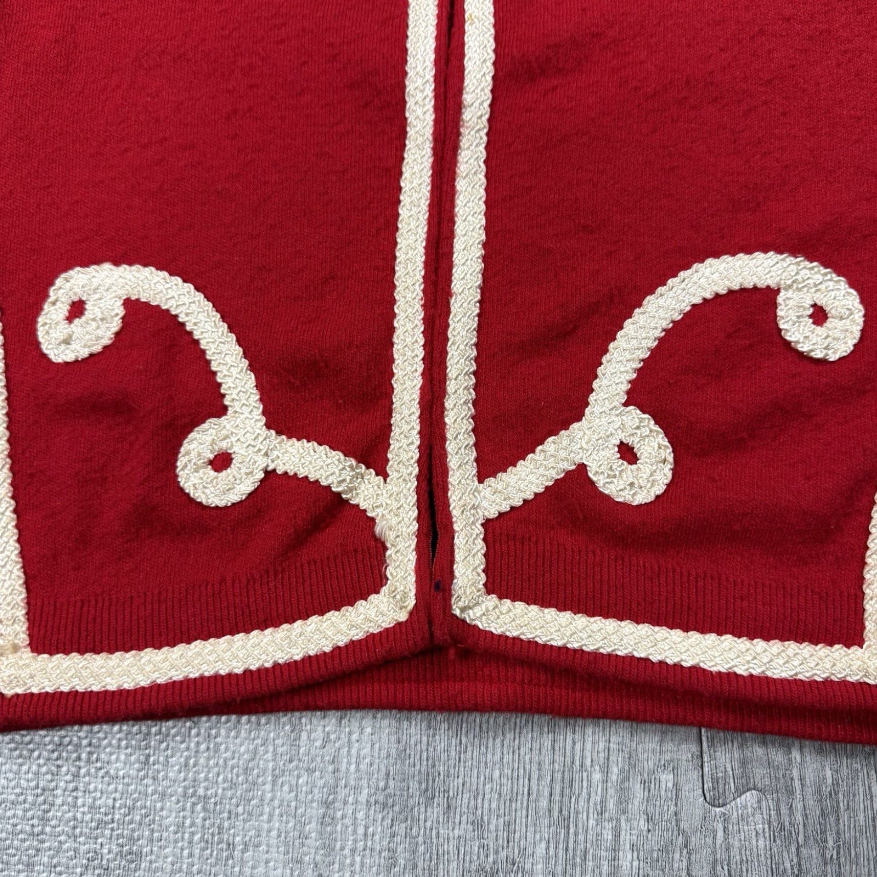 Vintage Vintage 1950s Women's Cherry Red Cardigan Sweater Park Storyk Glam Chainstitch Clasp 34 S Size S / US 4 / IT 40 - 4 Thumbnail