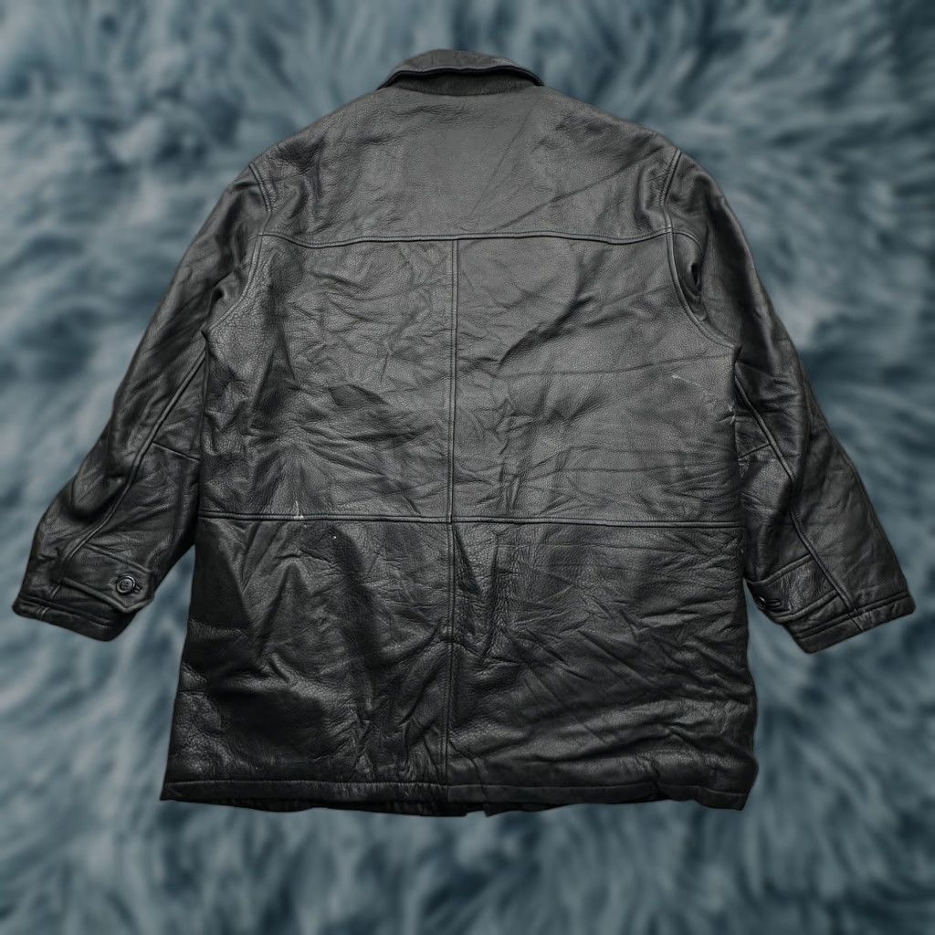 Perry Ellis Perry Ellis Portfolio Leather Jacket Mens XL Full Zip Black Wool Blend Lined Coat Overcoat Mens XL Leather Jacket Size US XL / EU 56 / 4 - 1 Thumbnail