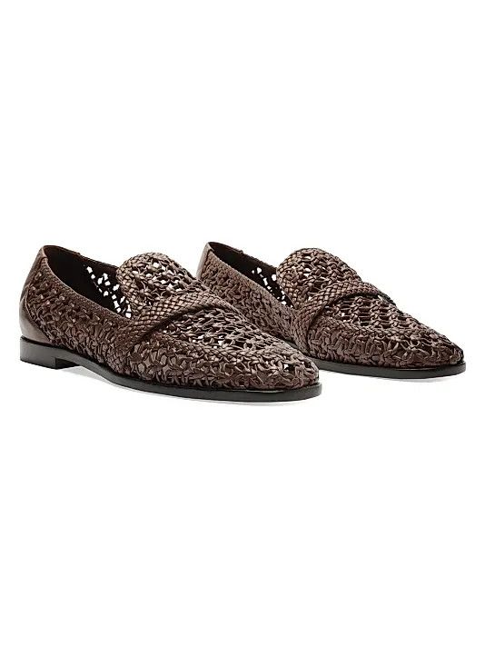 Alexandre Birman os11x1225 Jane Tresse Woven Leather Loafers in Rich Brown Size US 7 / IT 37 - 3 Thumbnail
