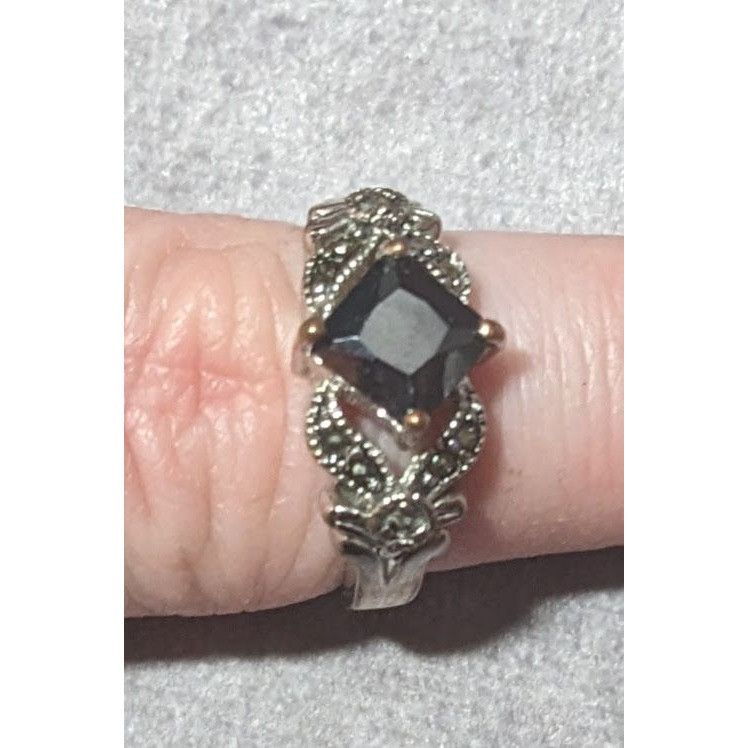 Other Gothic Art Deco Black Gemmed And Marcasite Ring Size 7 1/4 Size ONE SIZE - 6 Thumbnail