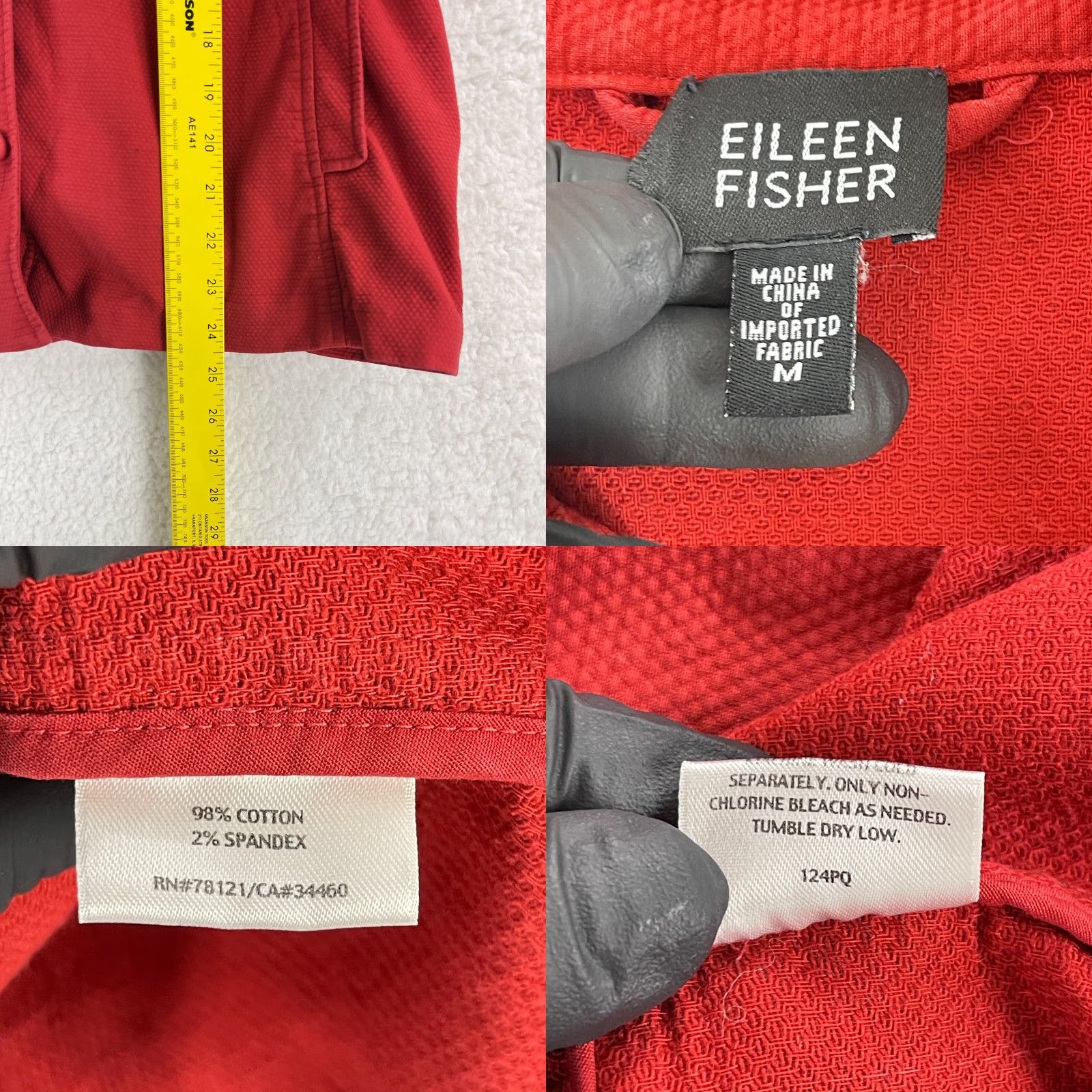 Eileen Fisher Eileen Fisher Red Button Front Jacket Womens Long Sleeve Cotton Regular Size M Size M / US 6-8 / IT 42-44 - 9 Thumbnail