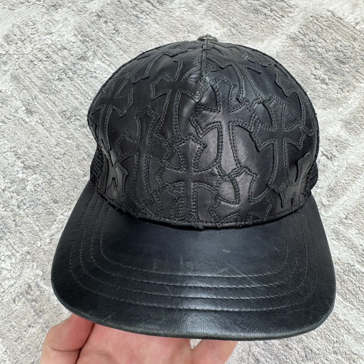 Chrome Hearts Cemetery leather patch cross trucker hat Size ONE SIZE - 6 Thumbnail