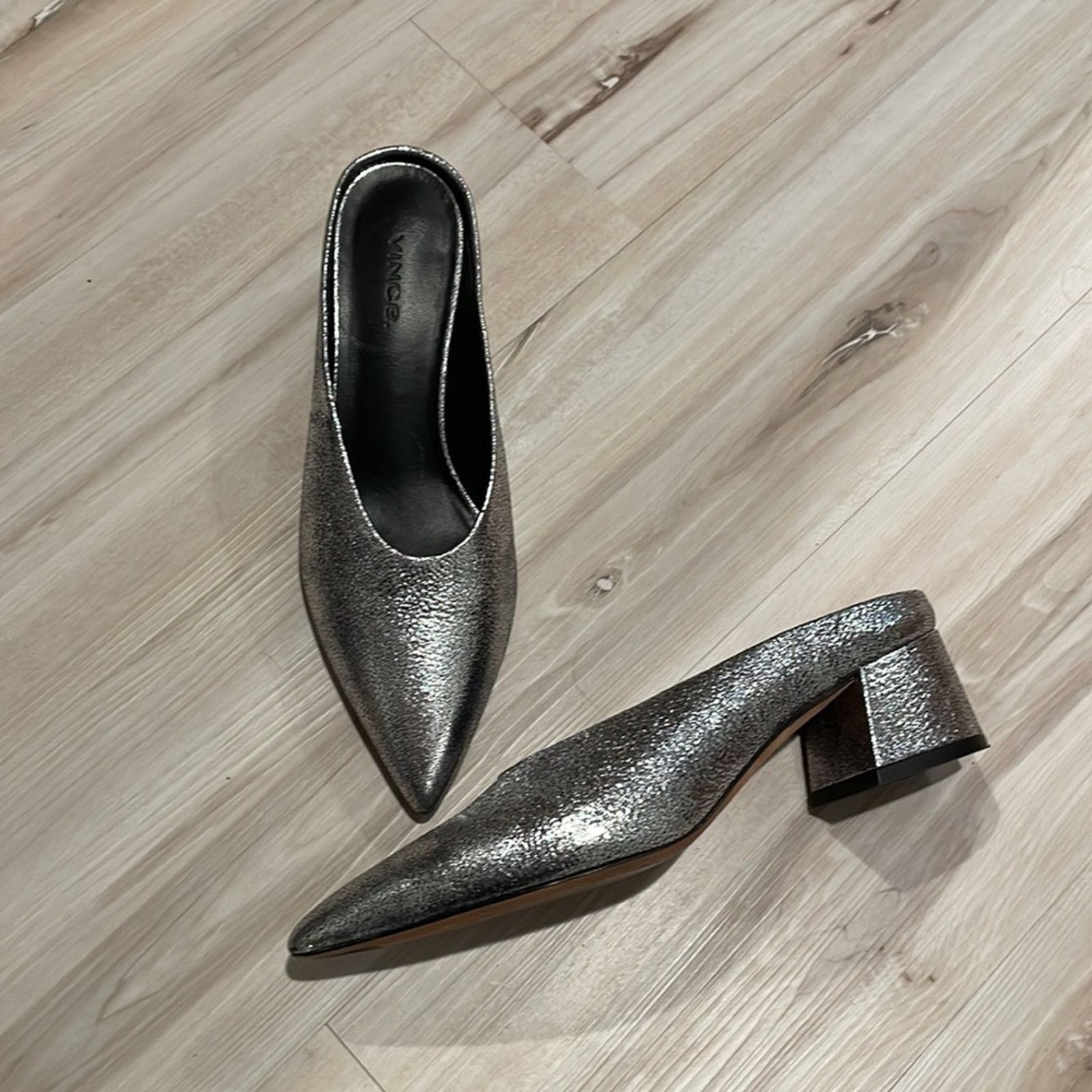 Vince VINCE Ralston Pointy Toe Mule In Silver Metallic leather 6M Size US 6 / IT 36 - 7 Thumbnail