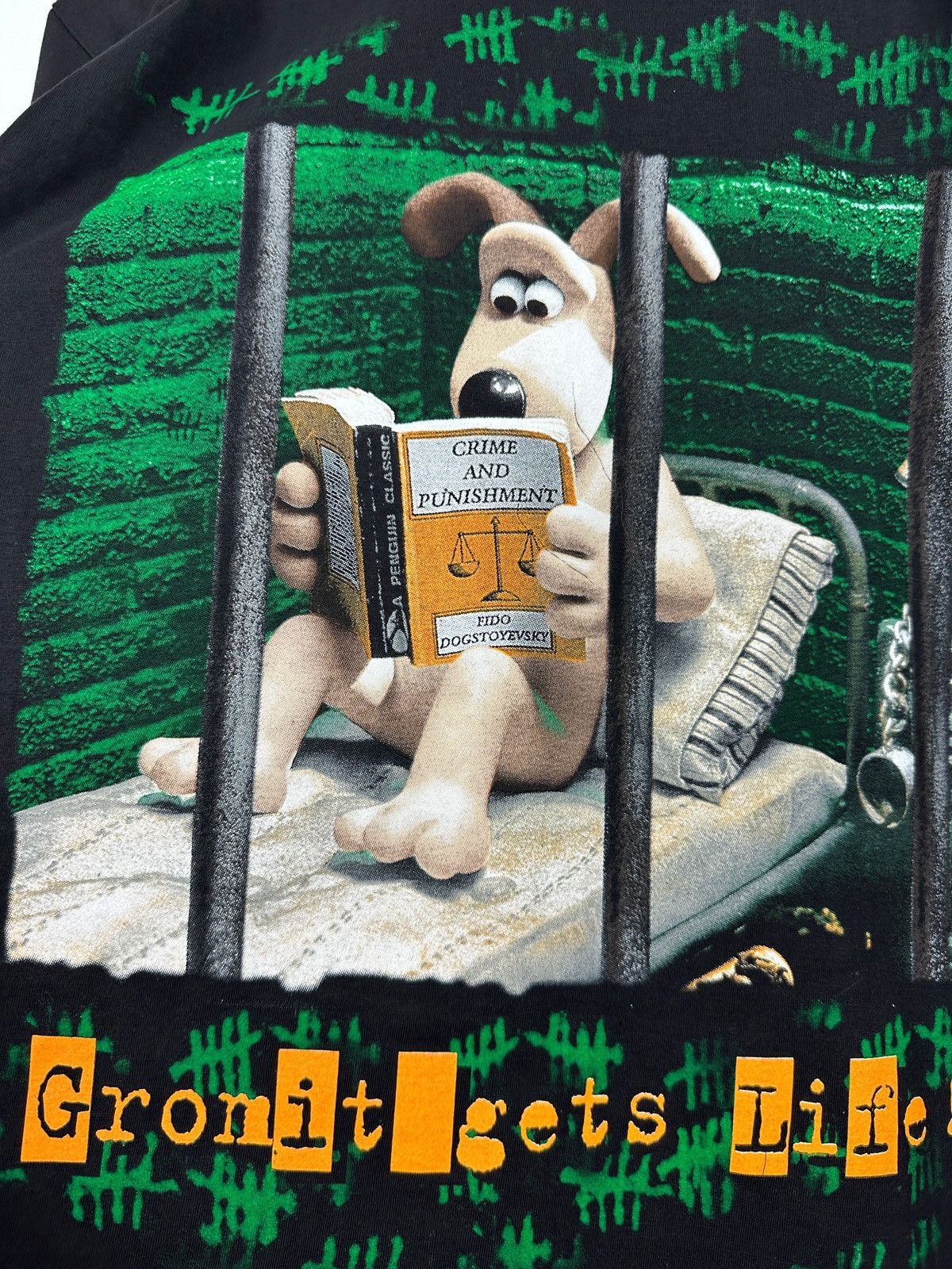 Cartoon Network 1989 Vintage Wallace & Gromit Gets Life Black T-Shirt Size US M / EU 48-50 / 2 - 9 Thumbnail