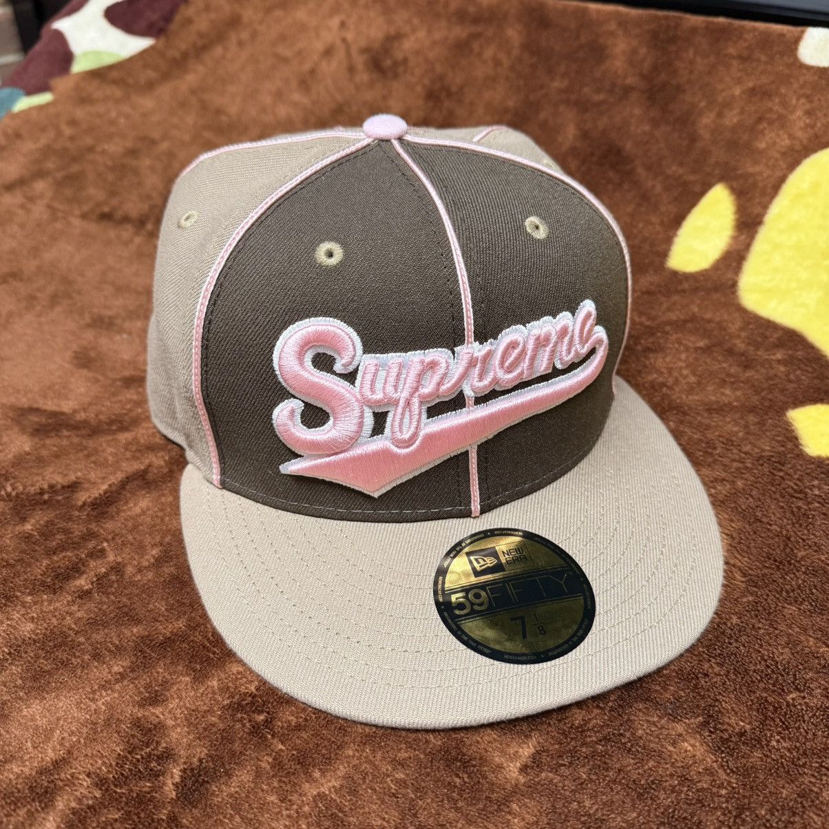 New Era × Supreme Supreme x New Era Piping Script Logo Cap | Grailed