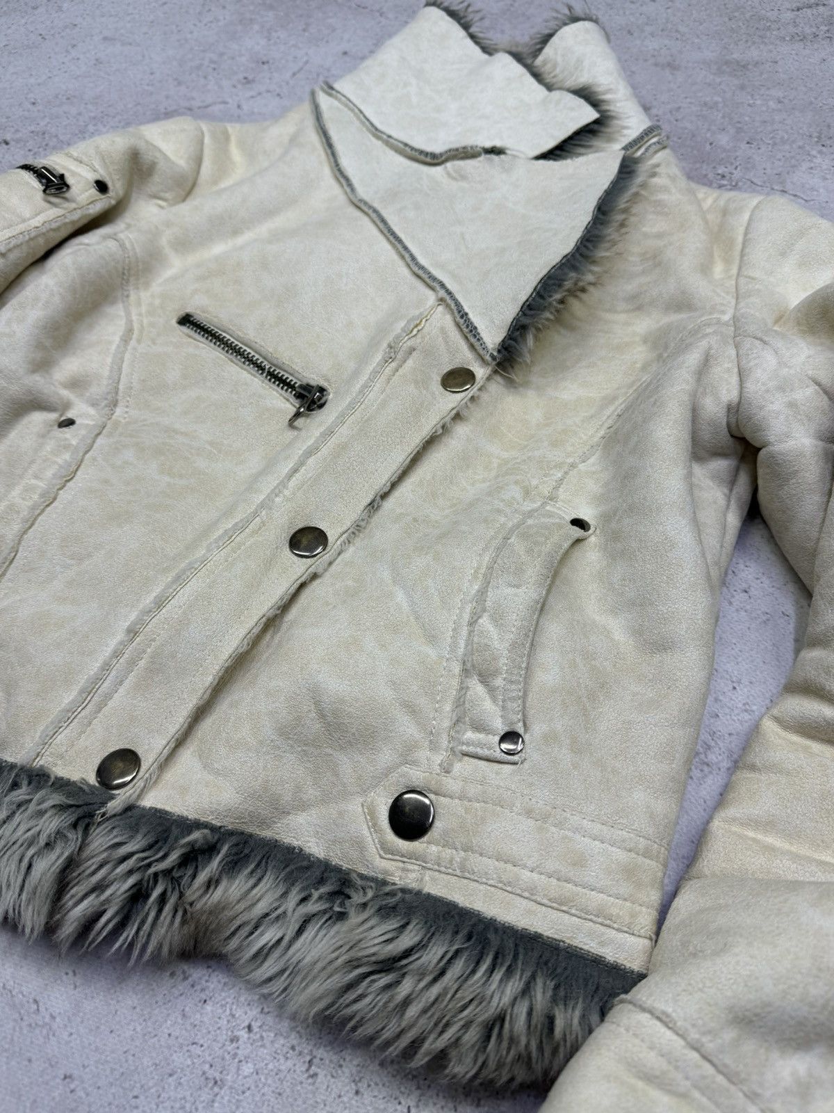 Japanese Brand Vintage 00s Marble Fur/Suede Cropped Rick OwensStyle Jacket Size US S / EU 44-46 / 1 - 5 Thumbnail