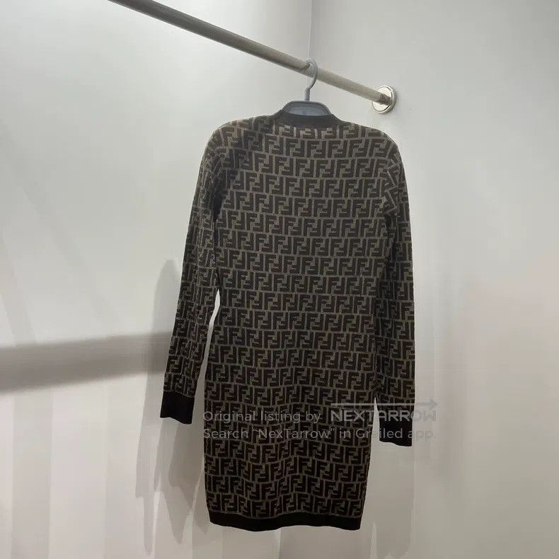 Fendi Fendi Printed Double F Logo Slim Long Sleeve Dress Size XS / US 0-2 / IT 36-38 - 2 Thumbnail