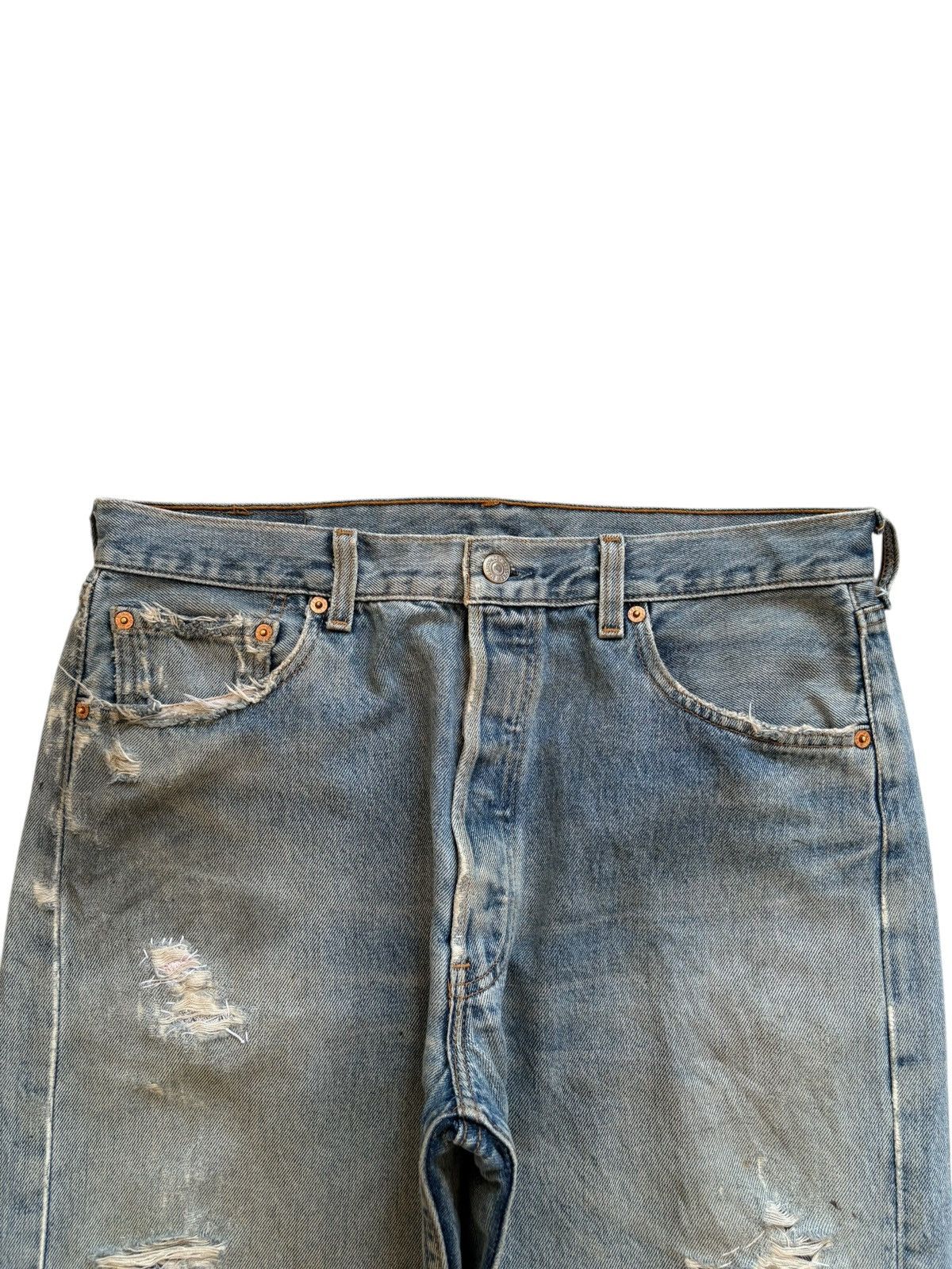 Levi's Vintage 90s Levis 501 Mud Wash Distress Ripped Loose Jeans Size US 33 - 4 Thumbnail