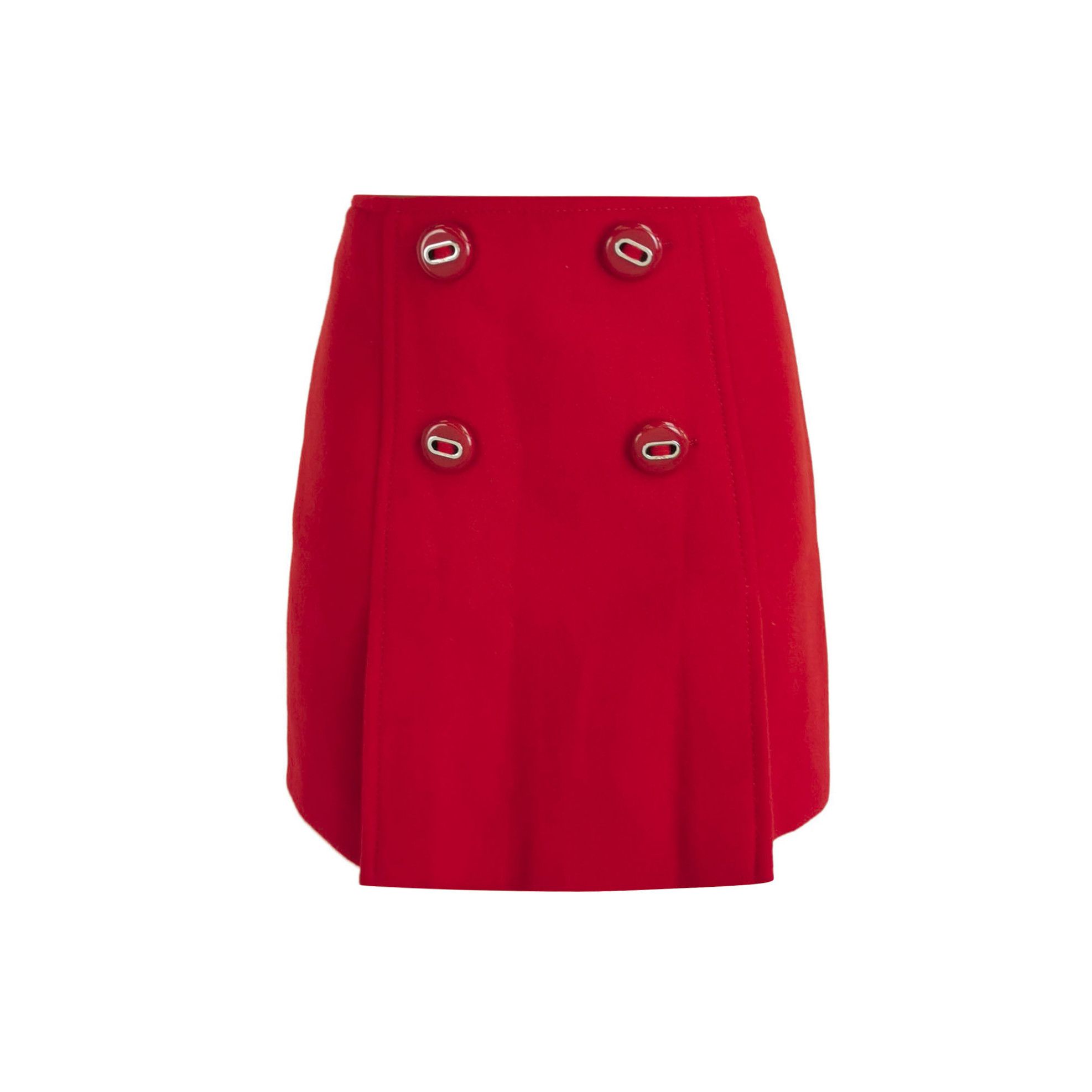 Prada Red Wool Mini Skirt with Detail 0089