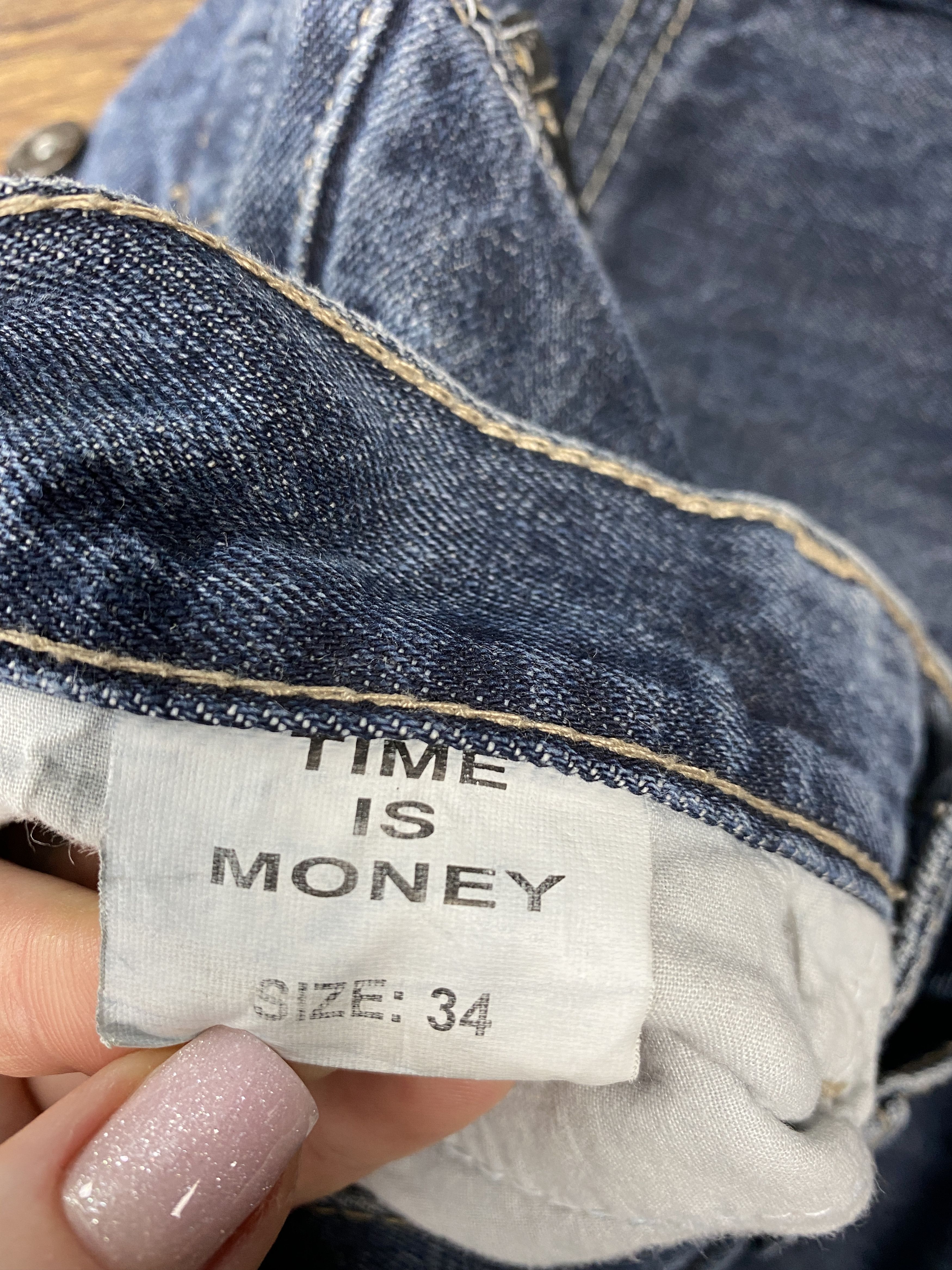 Japanese Brand × Vintage Time IS Money vintage skate jeans denim pants y2k Size US 34 / EU 50 - 10 Thumbnail