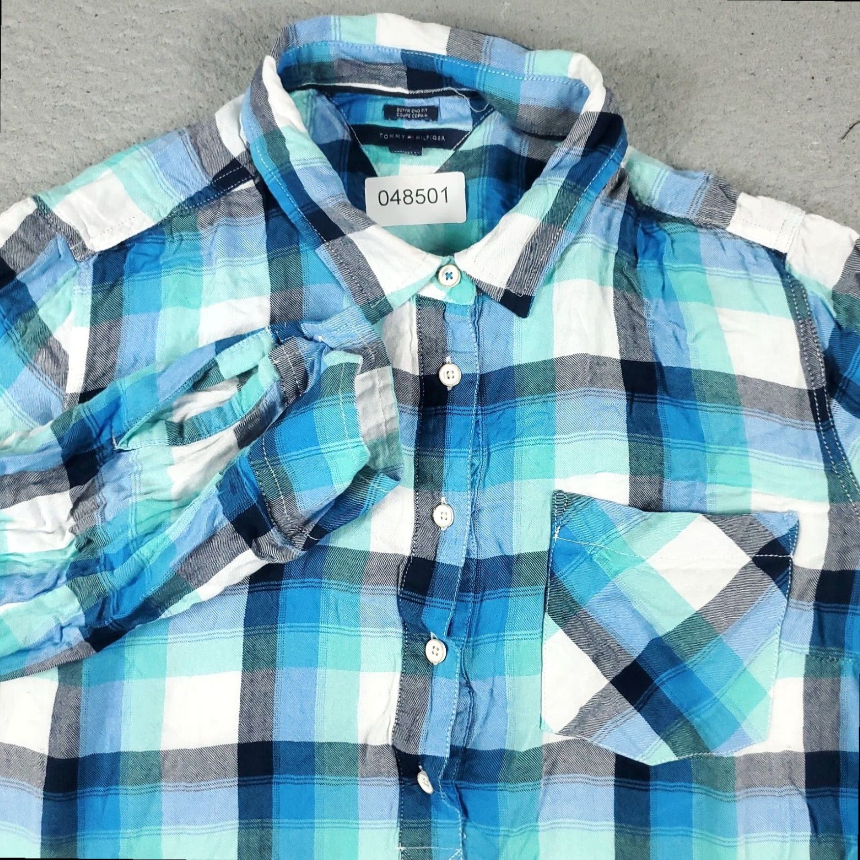 Tommy Hilfiger Tommy Hilfiger Womens XL Blue Plaid Long Sleeve Button Up Shirt Cotton Size XL / US 12-14 / IT 48-50 - 2 Thumbnail