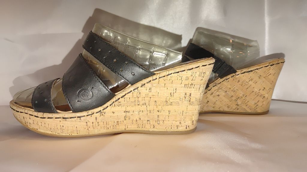 Born Born Marjorie Leather Cork Wedge Sandals Size 6 Size US 6 / IT 36 - 3 Thumbnail