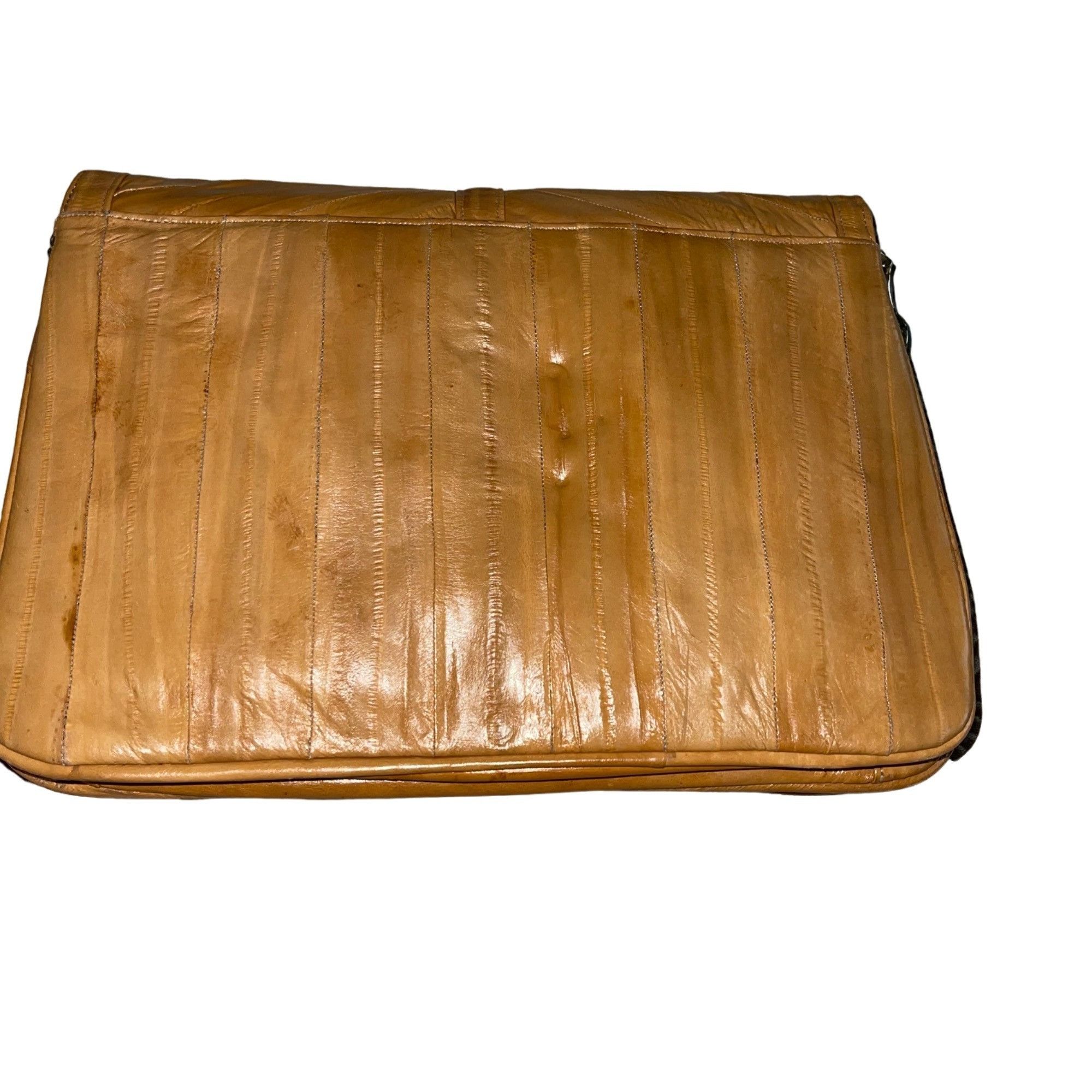 Vintage Vintage Womens Clutch Shoulder Bag Tan Eel Skin Size ONE SIZE - 3 Thumbnail