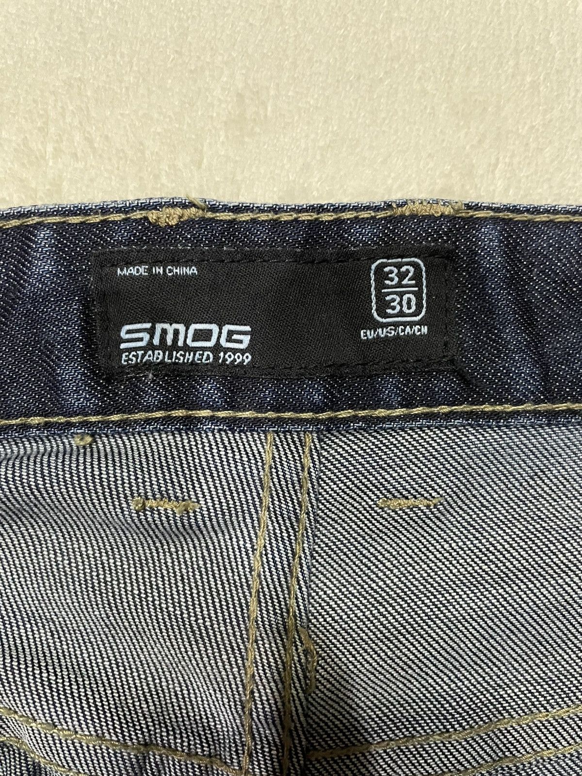 Japanese Brand Vintage SMOG Straight Cut Faded Dark Blue Jeans Size US 34 / EU 50 - 8 Thumbnail