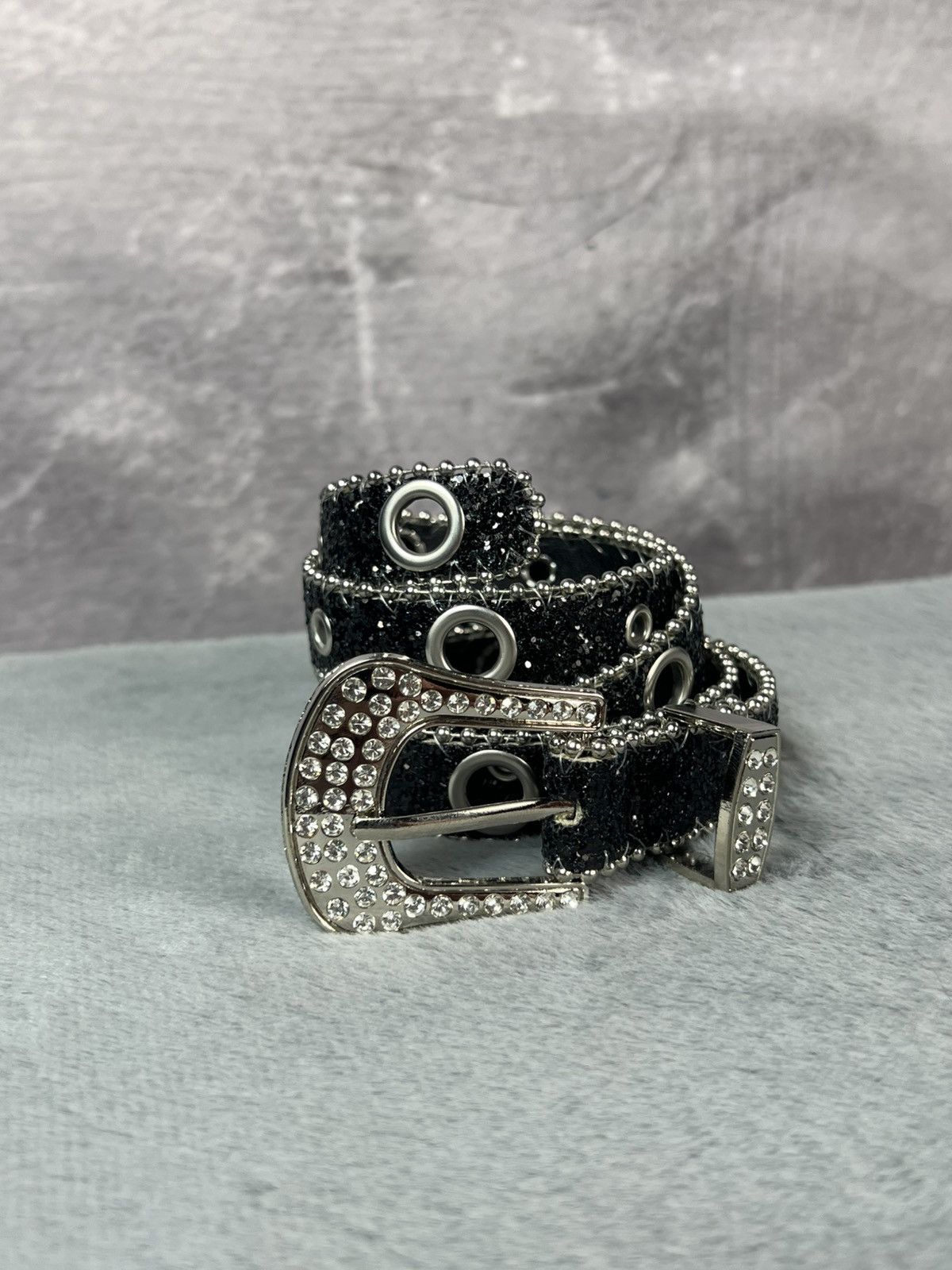 Other Black Glamour Rhinestones Y2K Thin Belt Gothic Punk Grunge Size ONE SIZE - 5 Thumbnail