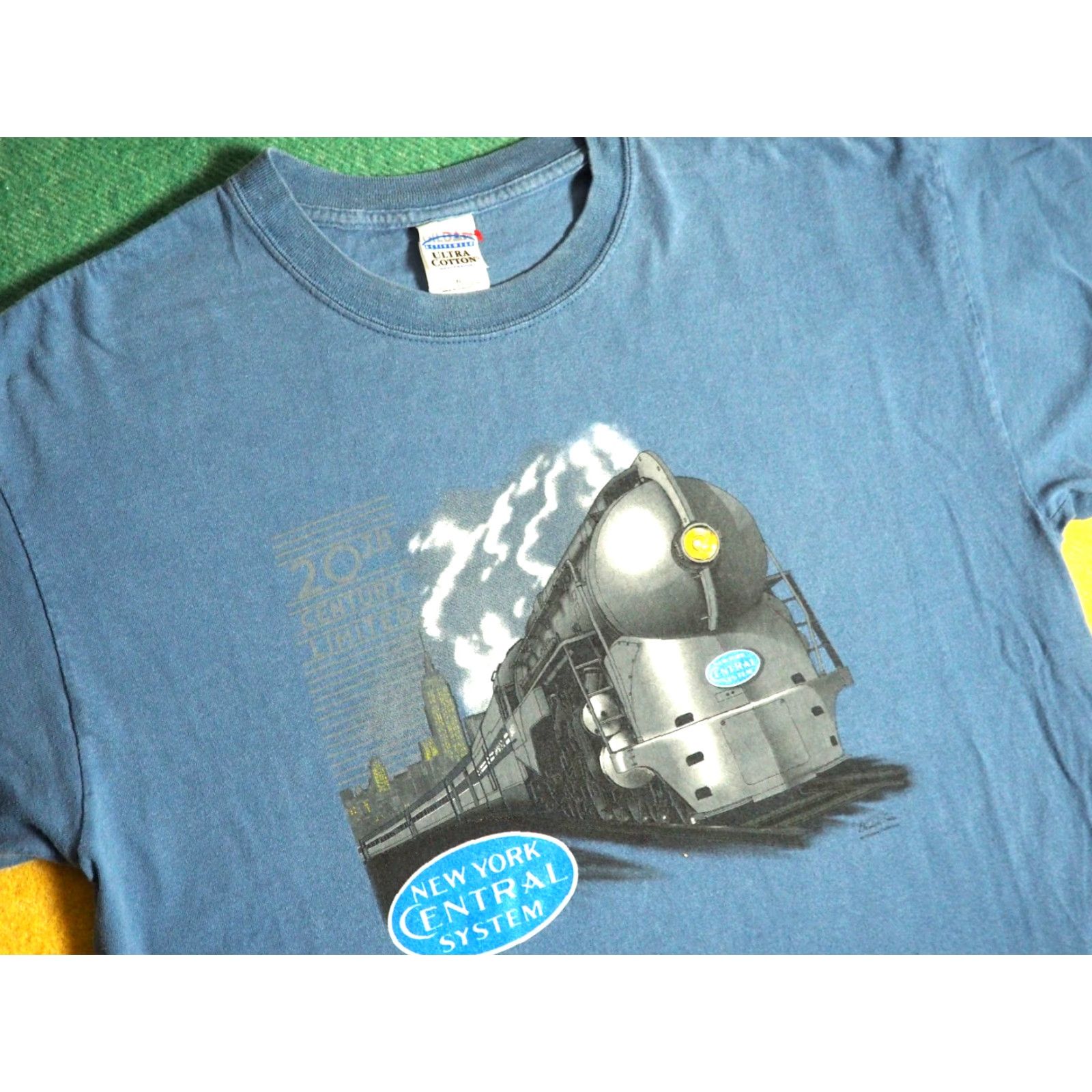 Gildan VINTAGE Gildan T-Shirt Mens XL 90s 90s Central Railroad Steam Blue Tee Cotton Crew Neck Short Sleeve Size US XL / EU 56 / 4 - 2 Thumbnail