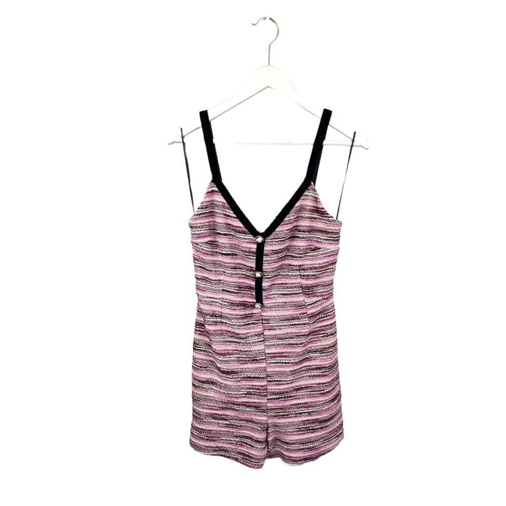Zara Zara Pink Tweed and Black Velvet Trim Romper Size S Size 27" / US 4 / IT 40 - 4 Thumbnail
