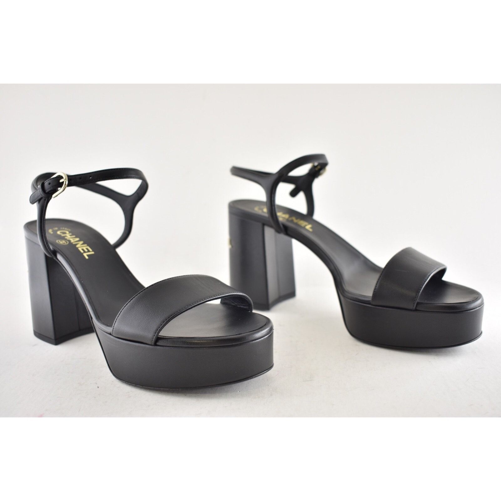 Chanel Chanel 24C Black Lambskin Leather Logo Platform Ankle Size US 11 / IT 41 - 4 Thumbnail