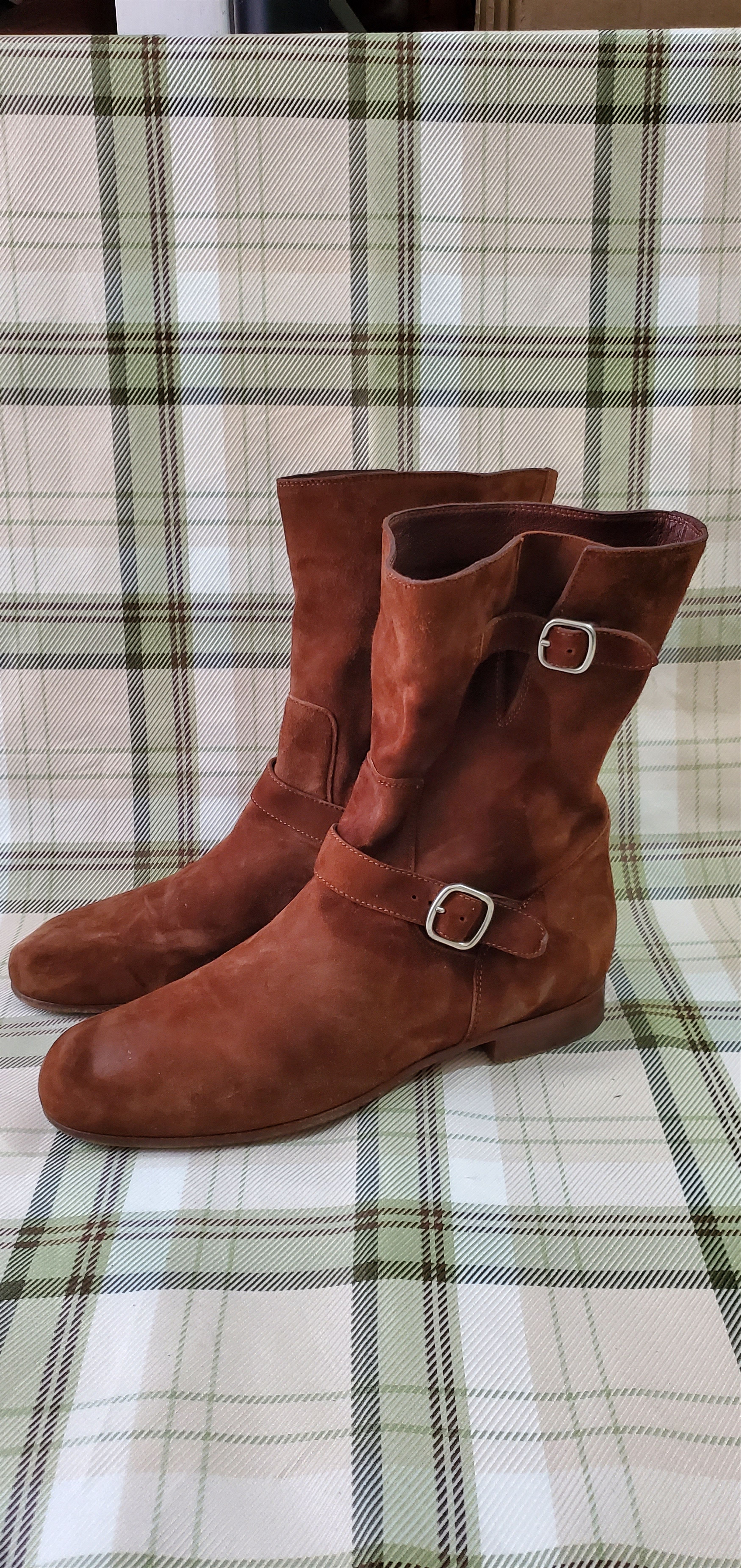 Santoni Santoni Brown Buckle Ankle Suede Boots Size US 9 / IT 39 - 2 Thumbnail